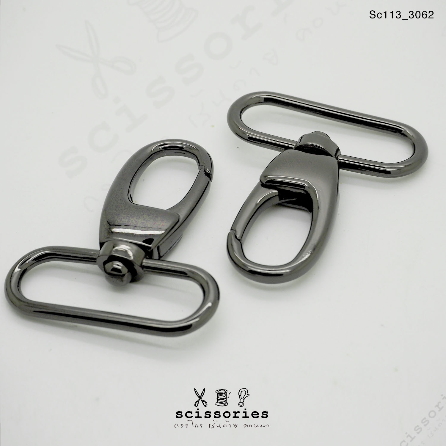 คอหมาเกี่ยว 1.5 นิ้ว สีดำ เมทาลิค Gun Metalic /2 ตัว