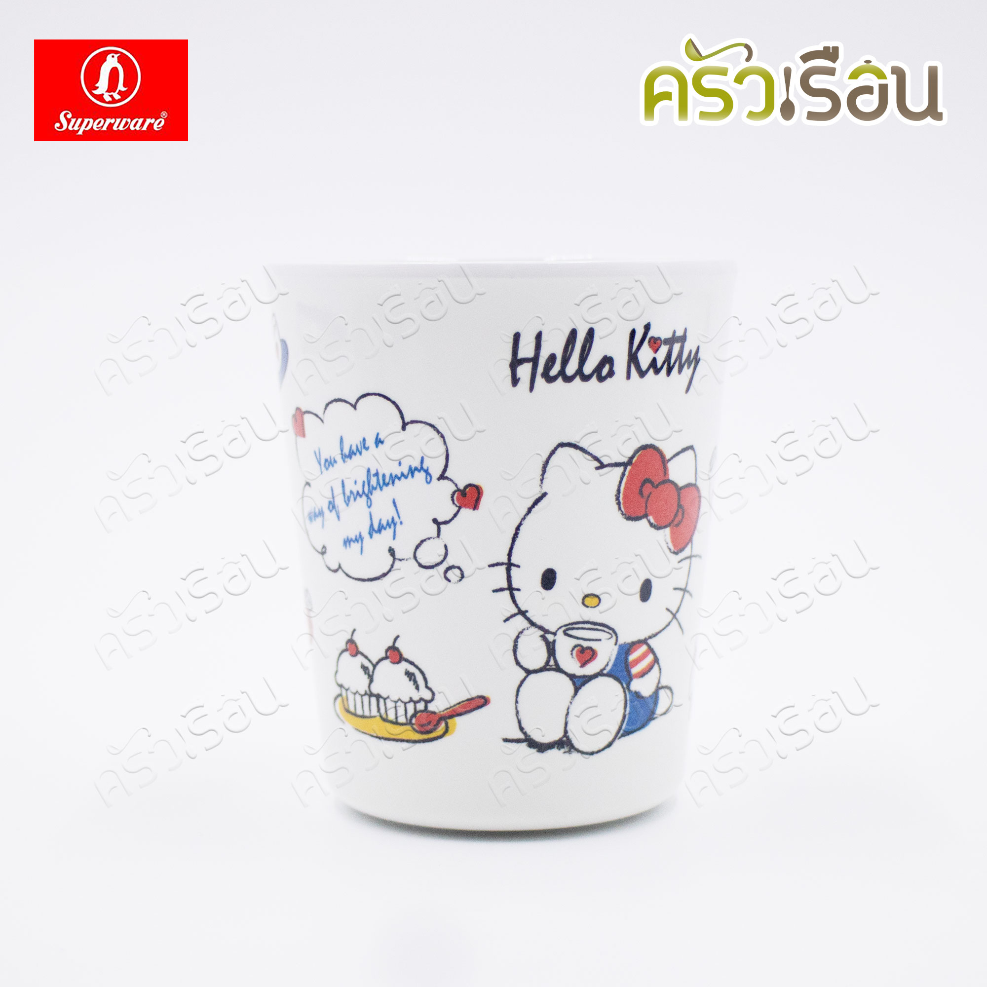 Superware ลาย คิตตี้ ฟรีบ็อกซ์ [ ราคาต่อชิ้น ] จาน หรือ ชาม หรือ ช้อนส้อม หรือ แก้วน้ำ เมลามีน Kitty Free Box