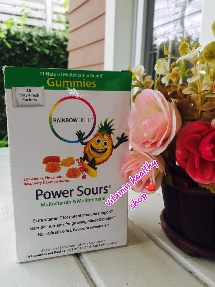 Rainbow Light, Gummy Power Sours, Multivitamin & Multimineral, Strawberry, Pineapple, Raspberry & Lemon Flavors, 30 Packets, (4 Gummies) Each