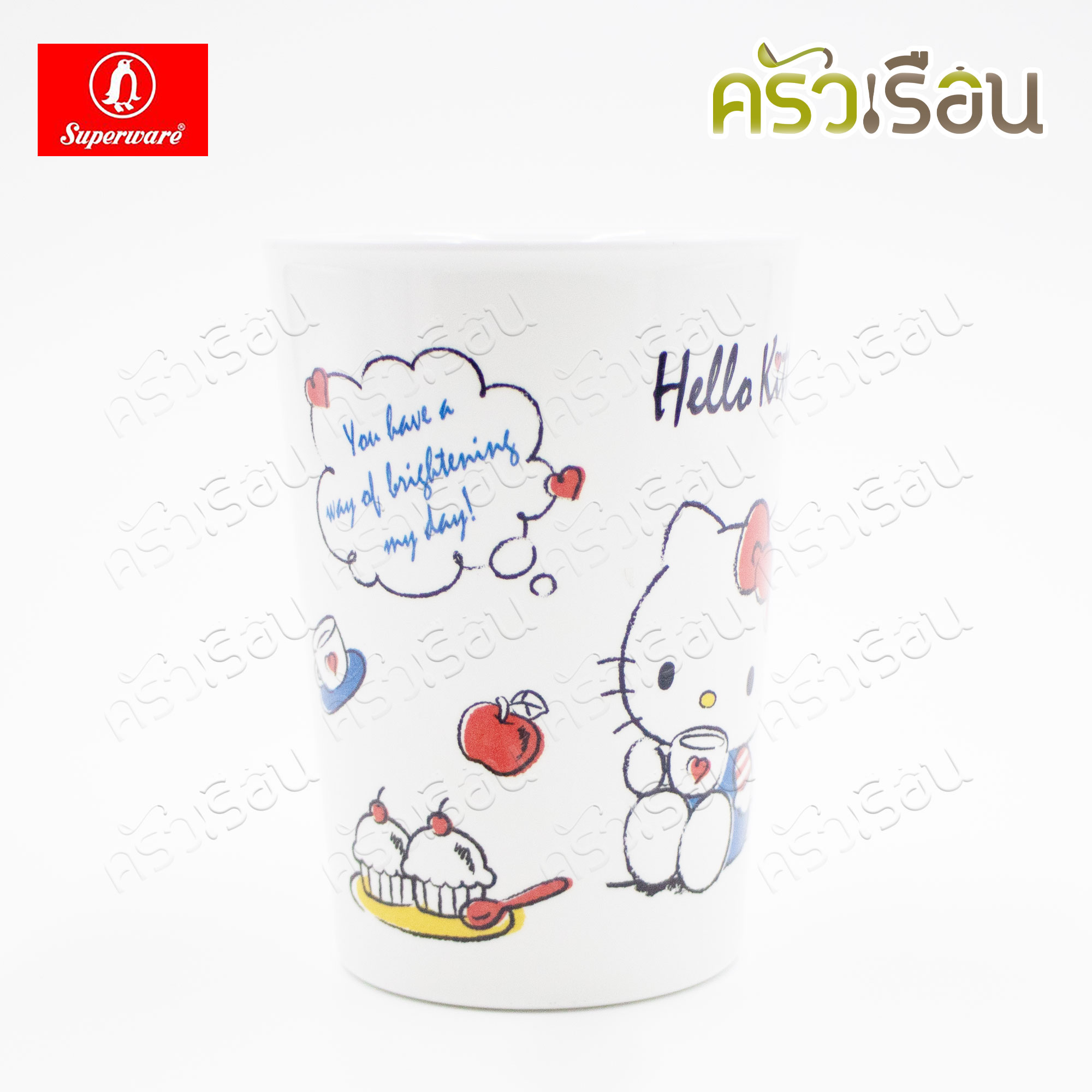 Superware ลาย คิตตี้ ฟรีบ็อกซ์ [ ราคาต่อชิ้น ] จาน หรือ ชาม หรือ ช้อนส้อม หรือ แก้วน้ำ เมลามีน Kitty Free Box