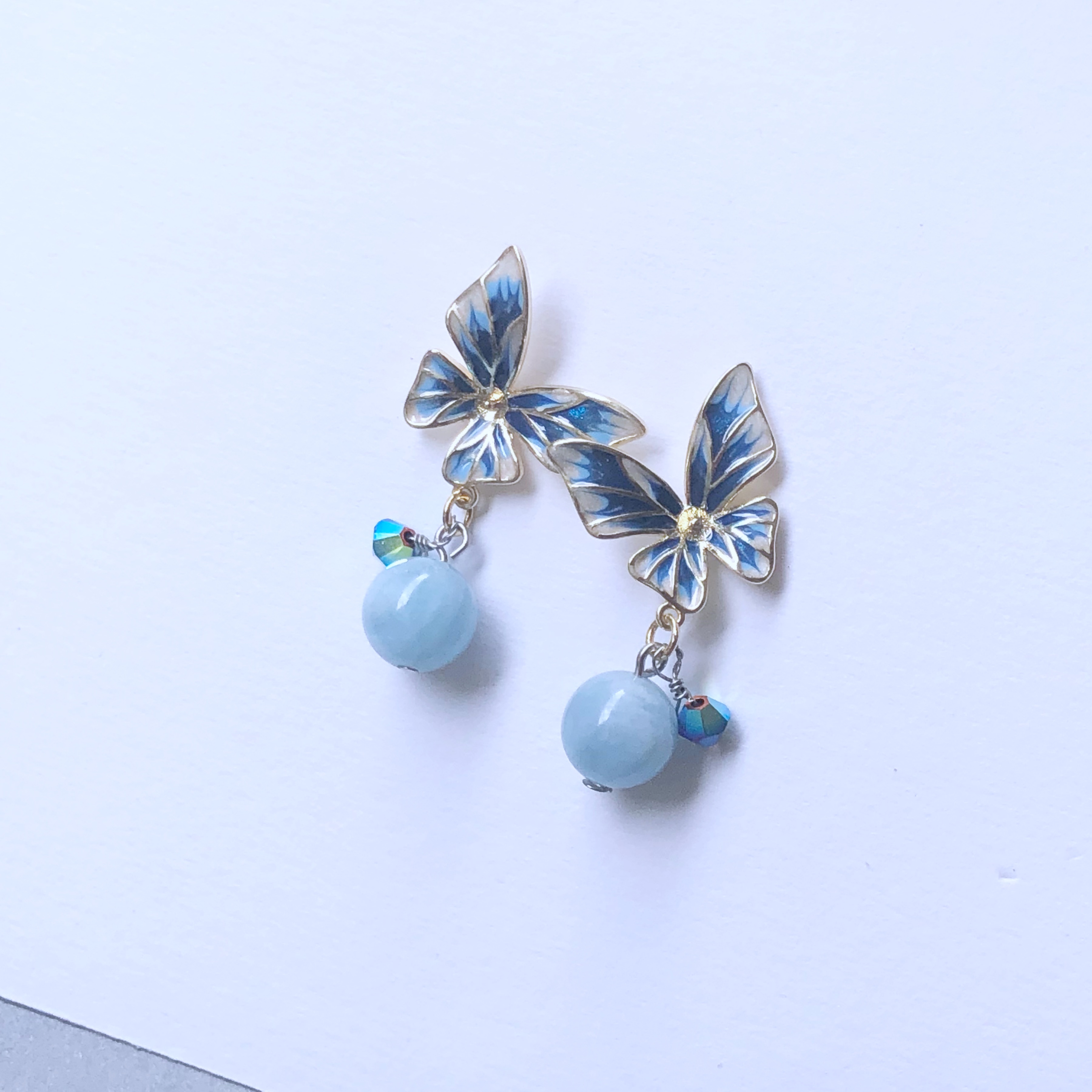 ต่างหูหินแท้ "14K" Aquamarine Earring (Power Speaker)