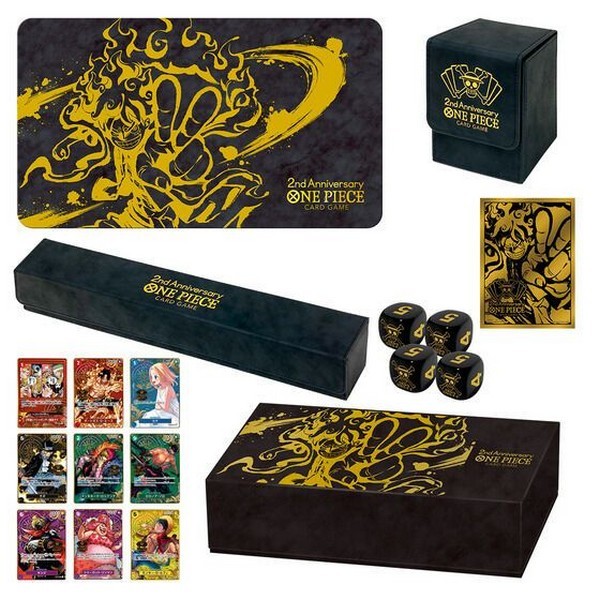 Bandai One Piece Card Game Japanese 2st Anniversary Set (Promo/Playmat/ Storage/Case/ Sleeve/Dice) 4582769734243 (การ์ด)