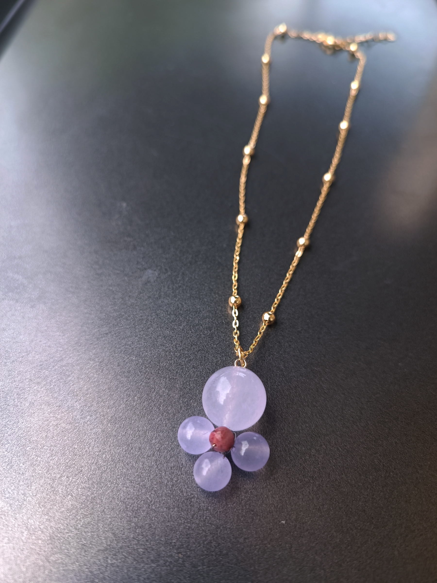 สร้อยจี้ "14K Chain" Purple Chalcedony Necklace (ปรับออกความเศร้าหมอง คืนกลับความสดใส)