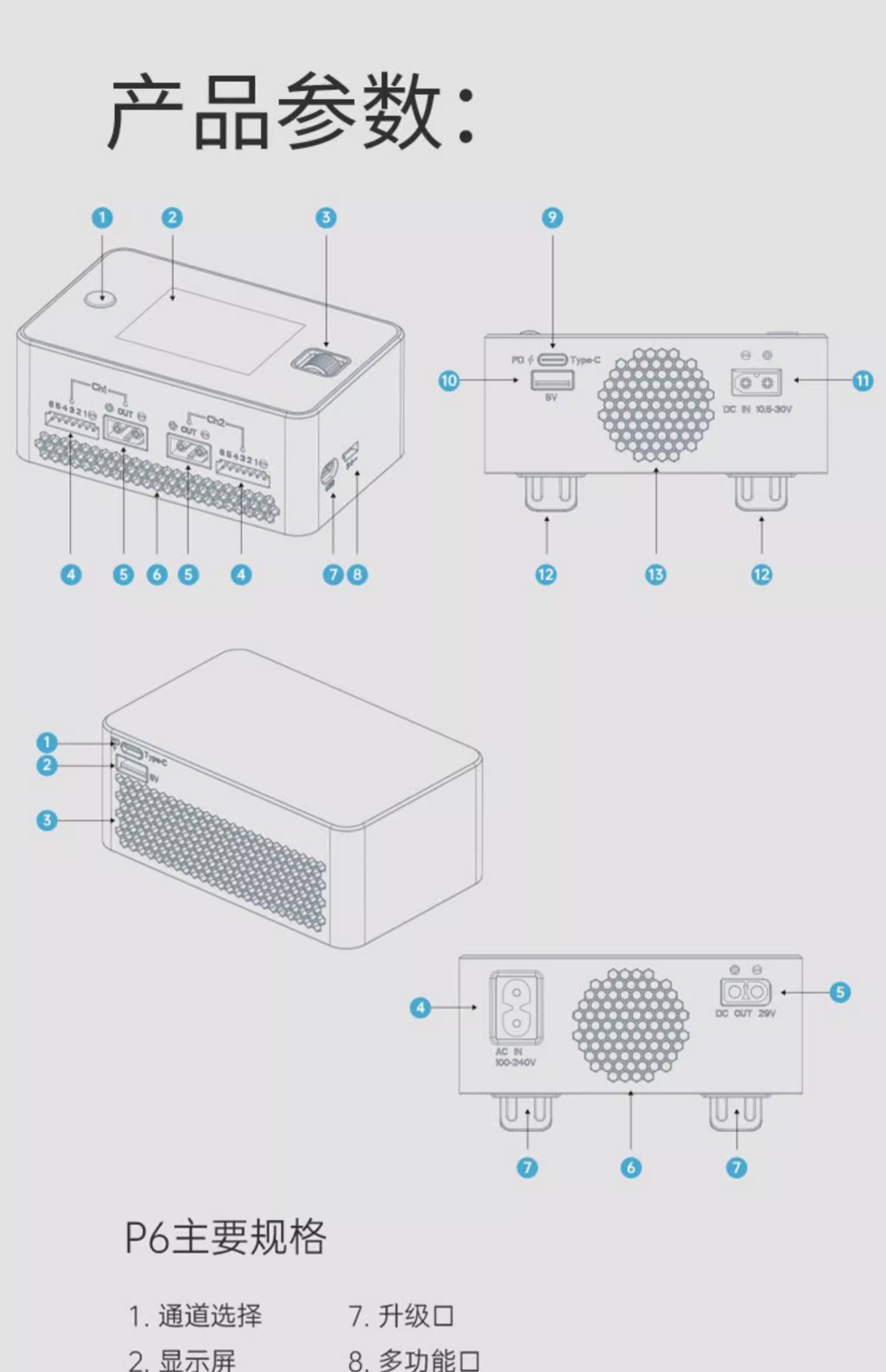เครื่องชาร์จ HOTA P6 DC600W 15AX2 DC Dual ช่อง Smart Charger Discharger T240 AC100-240V USB-C