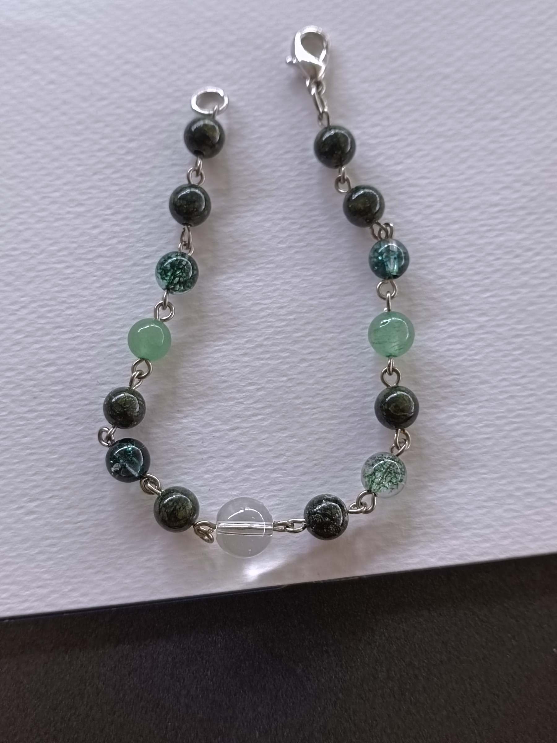 สร้อยข้อมือหินแท้ "Connected" Serpentine + Phantom Quartz Bracelet (เจริญรุ่งเรือง+คุ้มครอง)