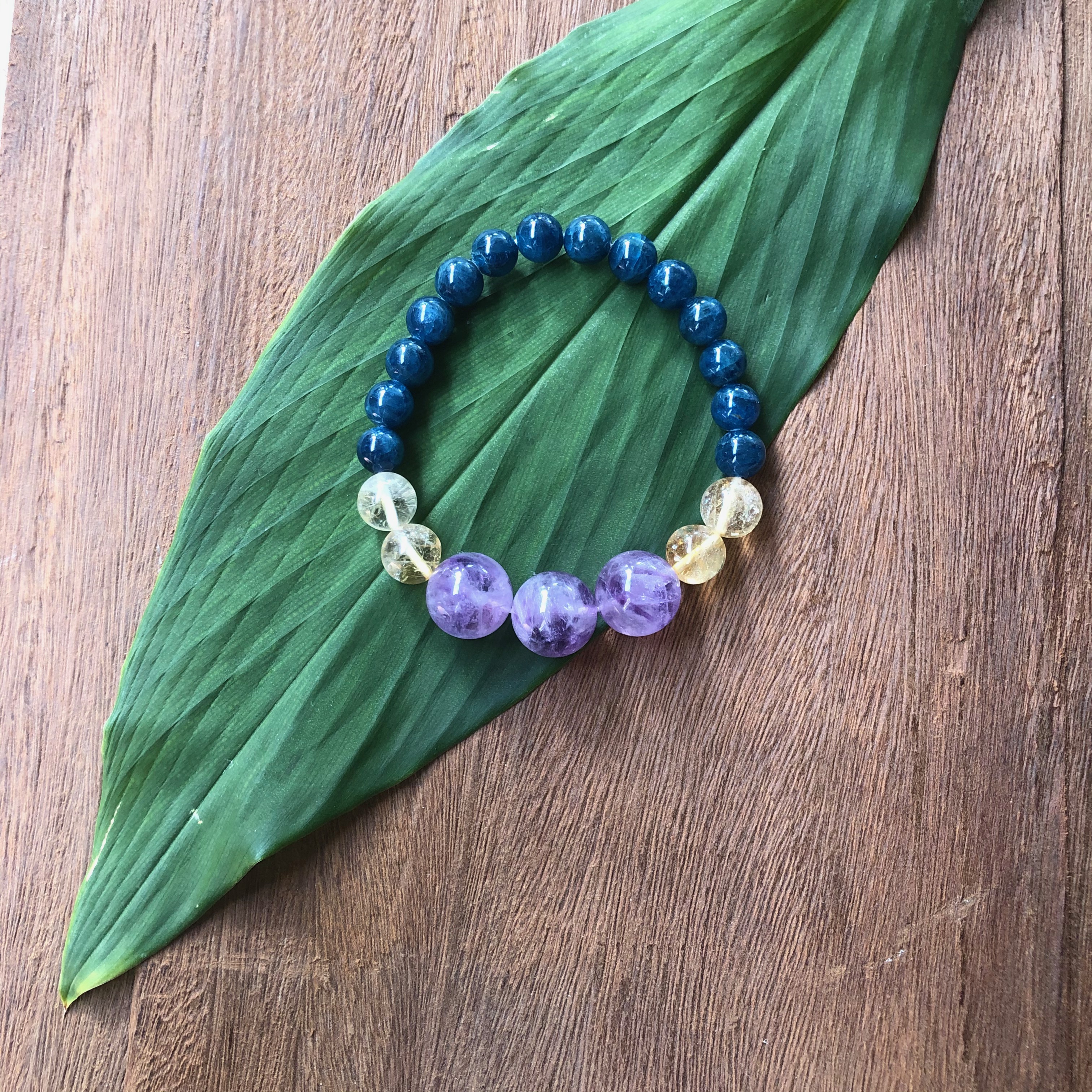 Blue Apatite+ Amethyst+Citrine Bracelet สร้อยข้อมือบูล อะพาไทต์ +อเมทิสต์+ซิทริน