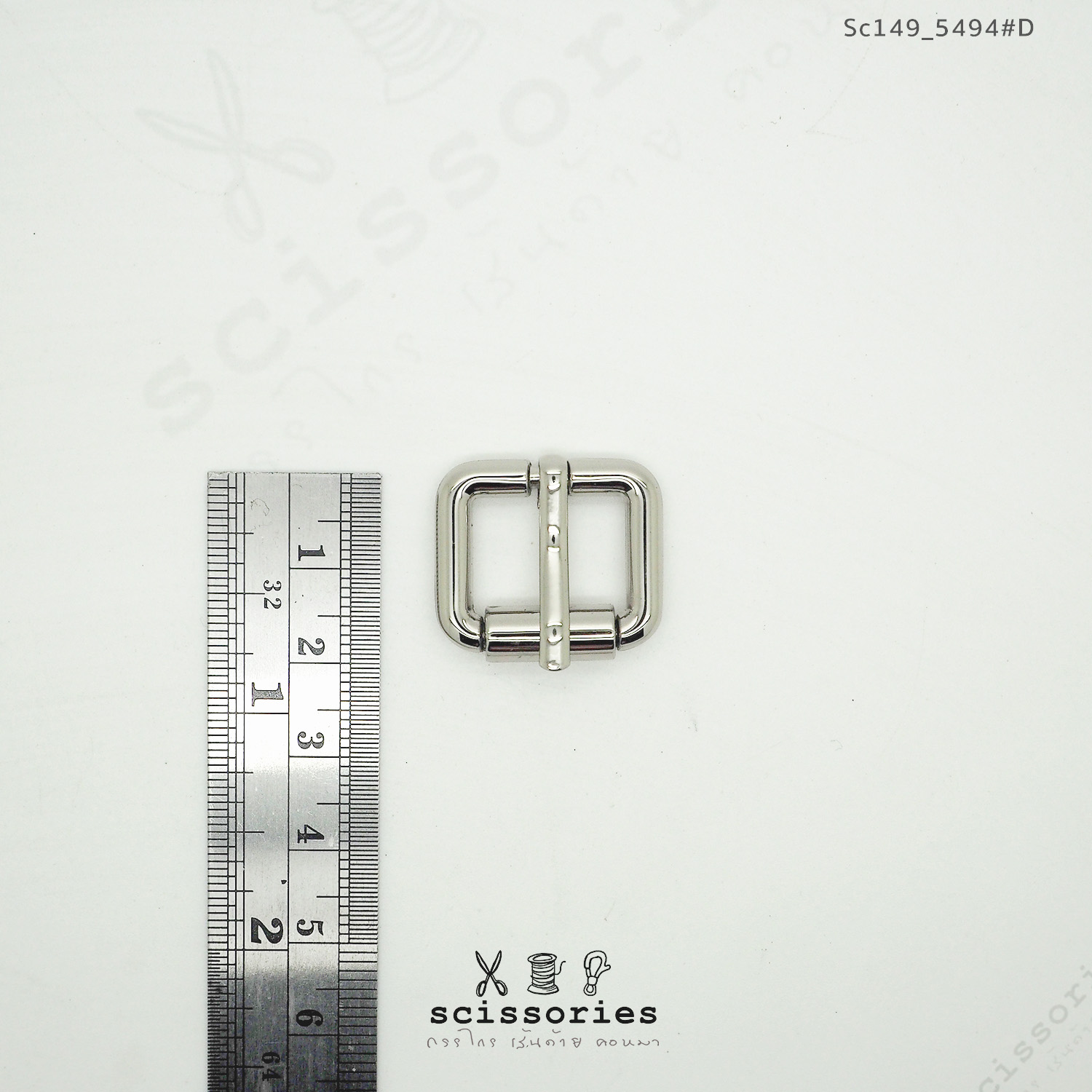 เข็มขัด ลูกกลิ้ง 1.7cm สีเงิน/2ตัว