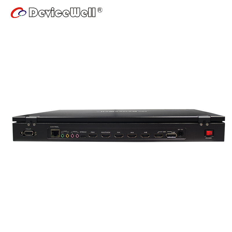 DeviceWell HDS9135: เครื่องสลับสัญญาณวิดีโอ 5 ช่อง พร้อมจอภาพในตัว 15.6 นิ้ว, T-Bar, Audio Faders และฟังก์ชันครบครันสำหรับการผลิต Live สด