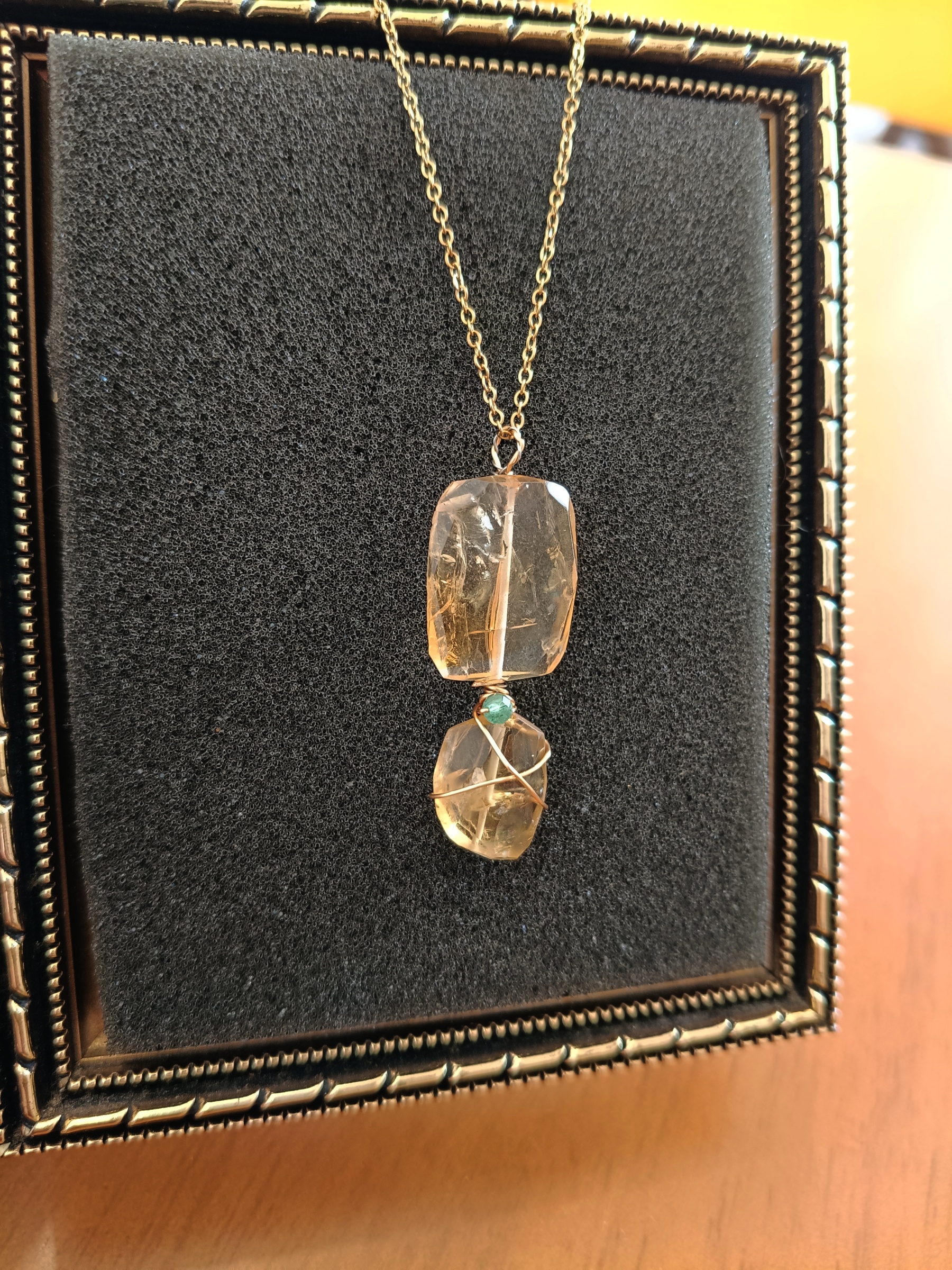 สร้อยพร้อมจี้หินแท้ Citrine Pendant Necklace (ดึงดูดโชคลาภ เงินสด เติมพลังความสดใส)