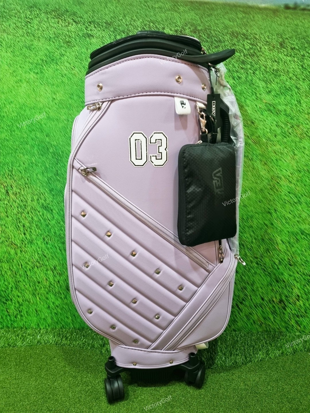 Golf Bag Travel BOYEA multifunction 03 (New version) 4 wheels สีม่วงอ่อน *Free Cover Protector