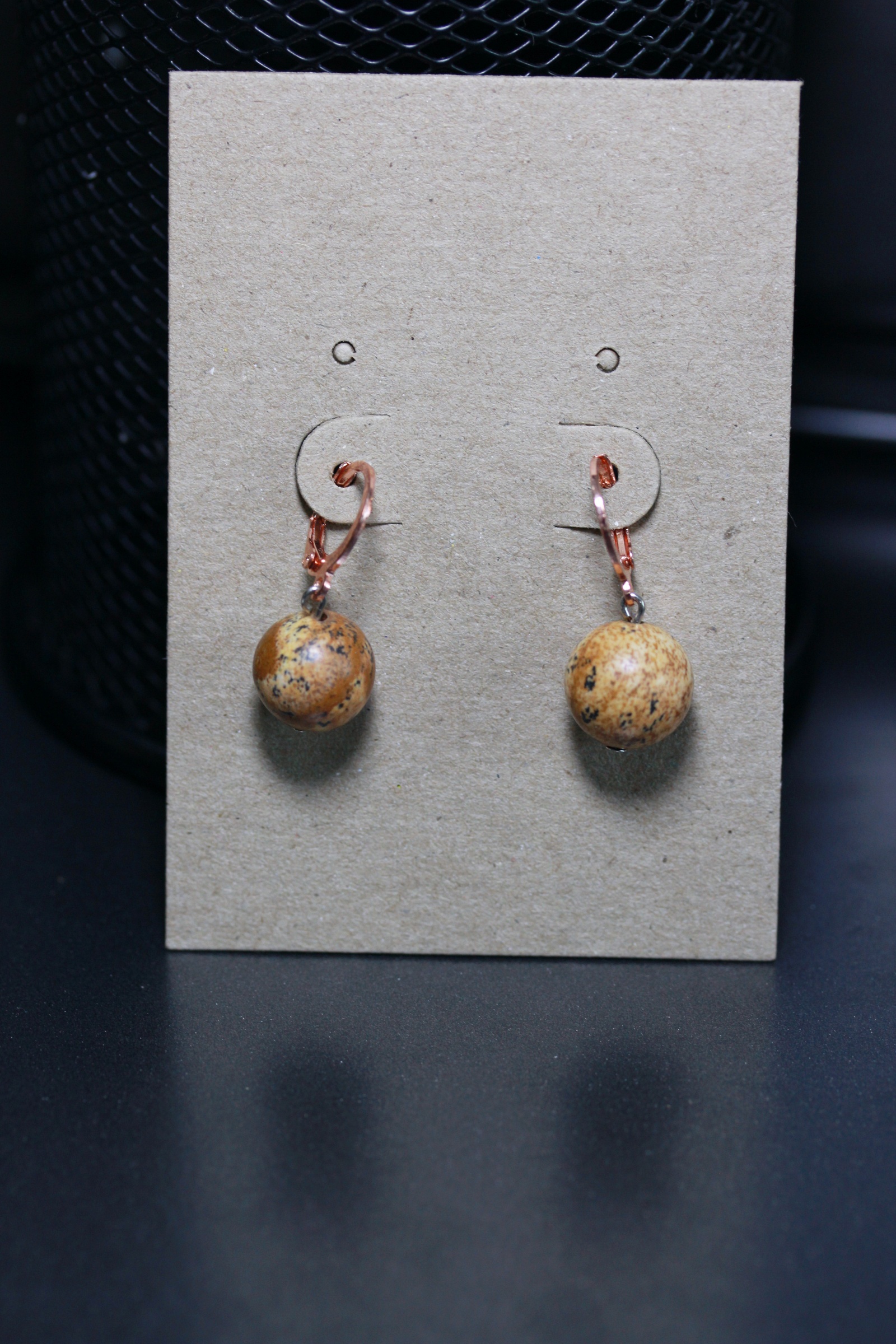 ต่างหูหินแท้ "The Pink" Picture Jasper Earring (Self-Love)