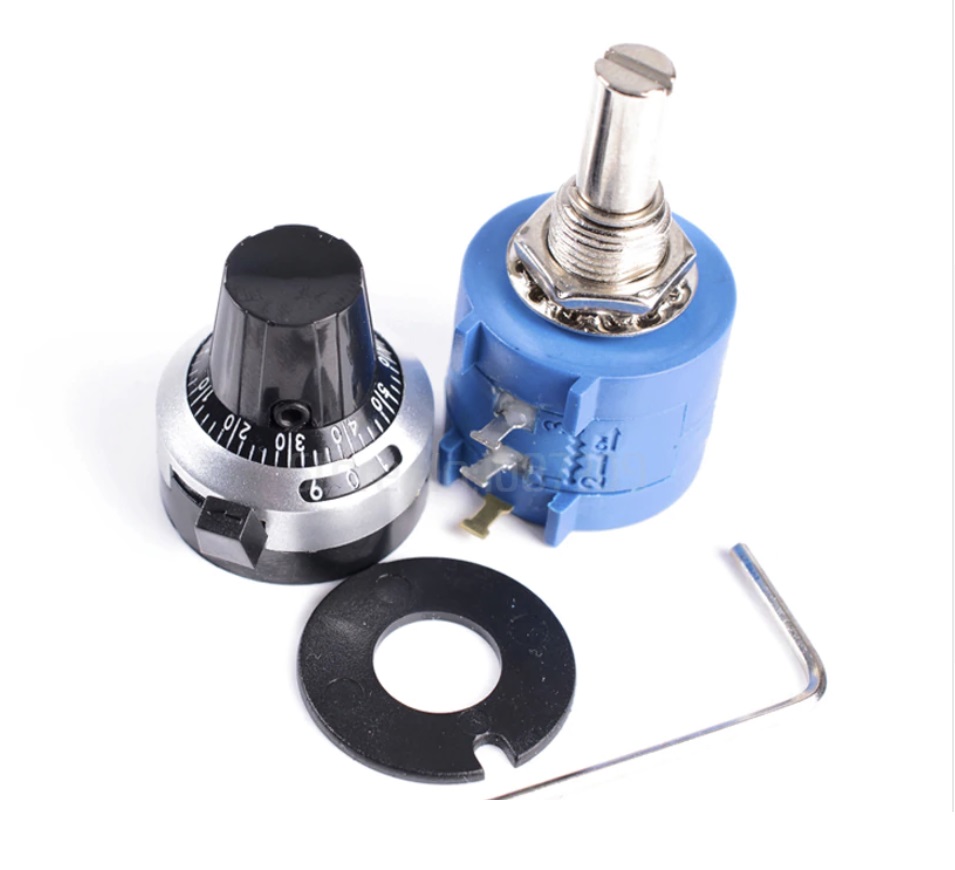3590S-2 3590S Precision Multiturn Potentiometer 10 Ring Adjustable Resistor + 1PCS Turns Counting Dial Rotary 6.35mm Knob