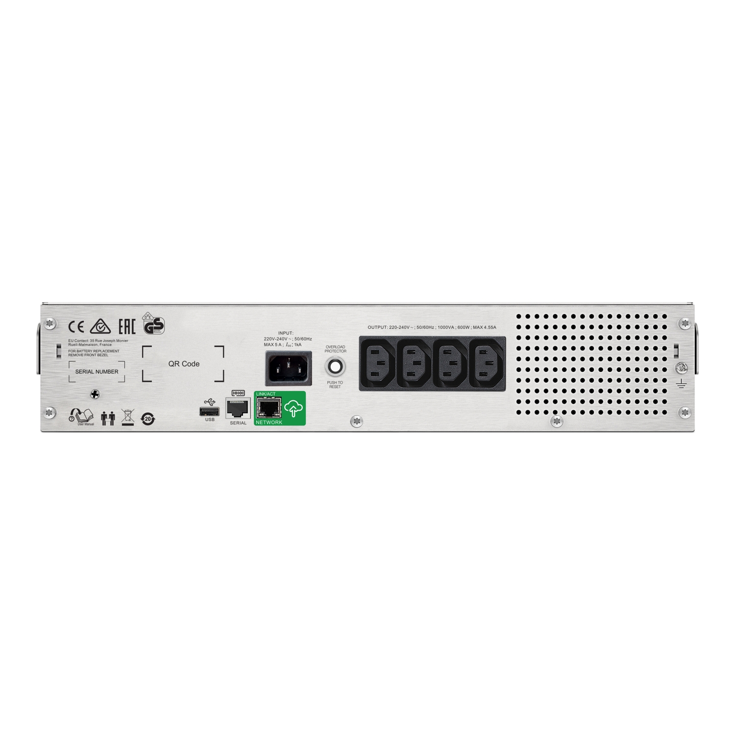APC Smart-UPS C, Line Interactive, 1500VA, Rackmount 2U, 230V, 4x IEC C13 outlets, SmartConnect port, USB and Serial communication, AVR, Graphic LCD SMC1500I-2UC