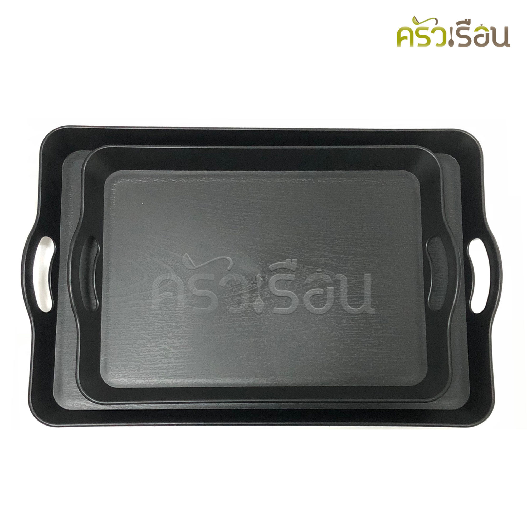 US plastic serving tray, two handles, wood pattern, black color, HHT model, 2 sizes to choose from, price per piece, wood pattern tray.