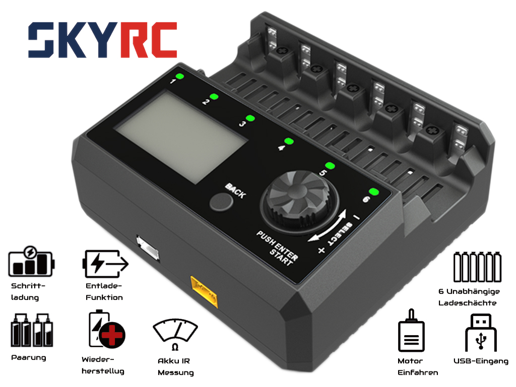 SkyRC NC2500 Pro NC2200 NC1500 AA/AAA เครื่องชาร์จถ่าน แบตเตอรี่ 6 ช่อง รองรับ NiMH NiCD charger discharge