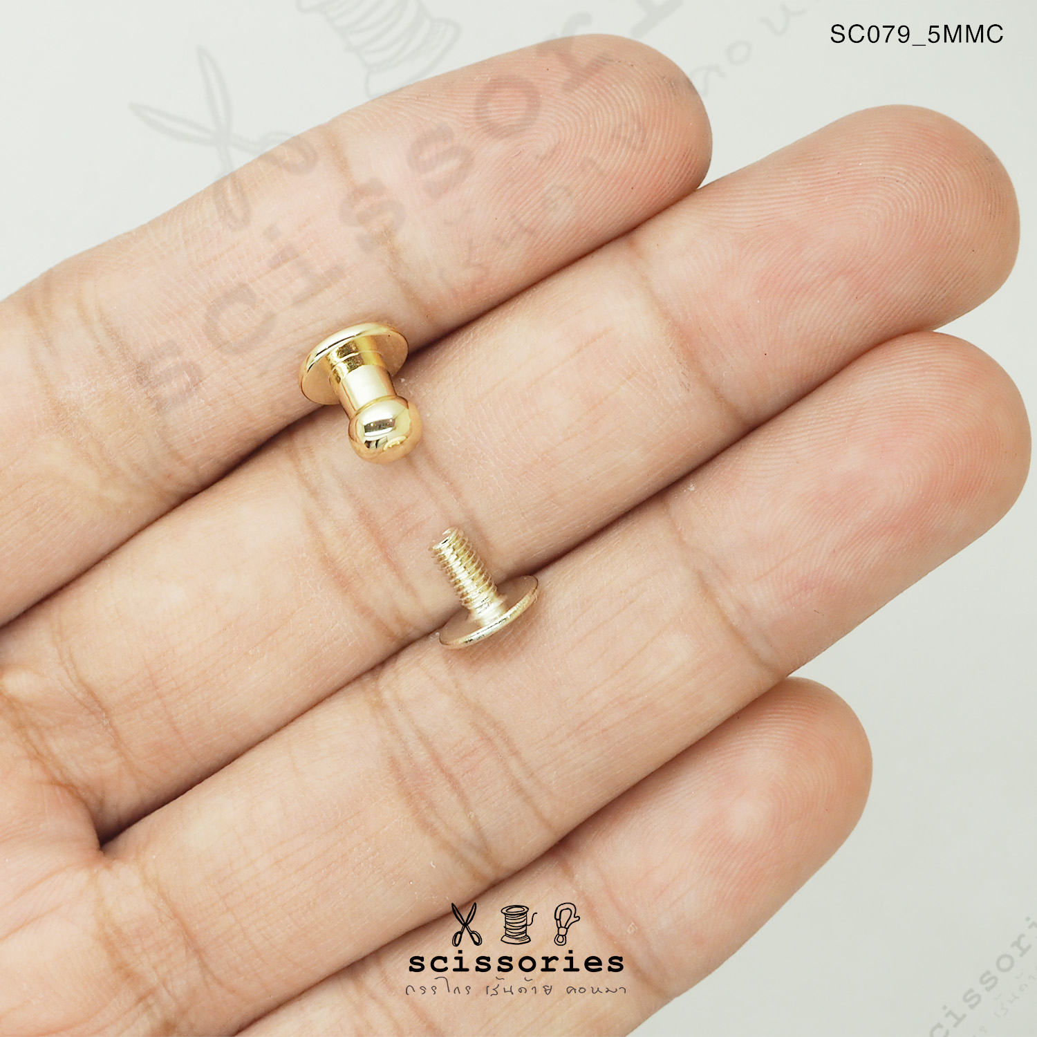 ตุ่มเก๊ะน็อตเกลียว 5mm สีทอง/2ตัว