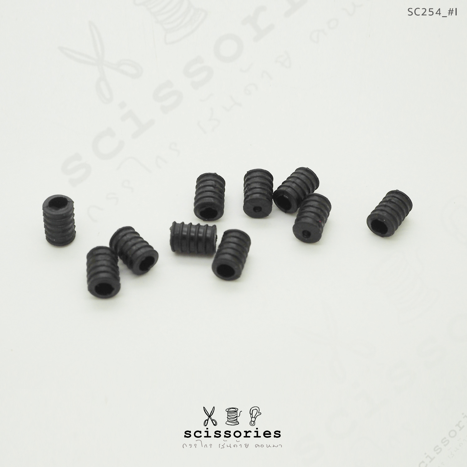 ตัวปรับสายคล้องแมส ซิลิโคนหยุดสาย สีดำ 10 ตัว