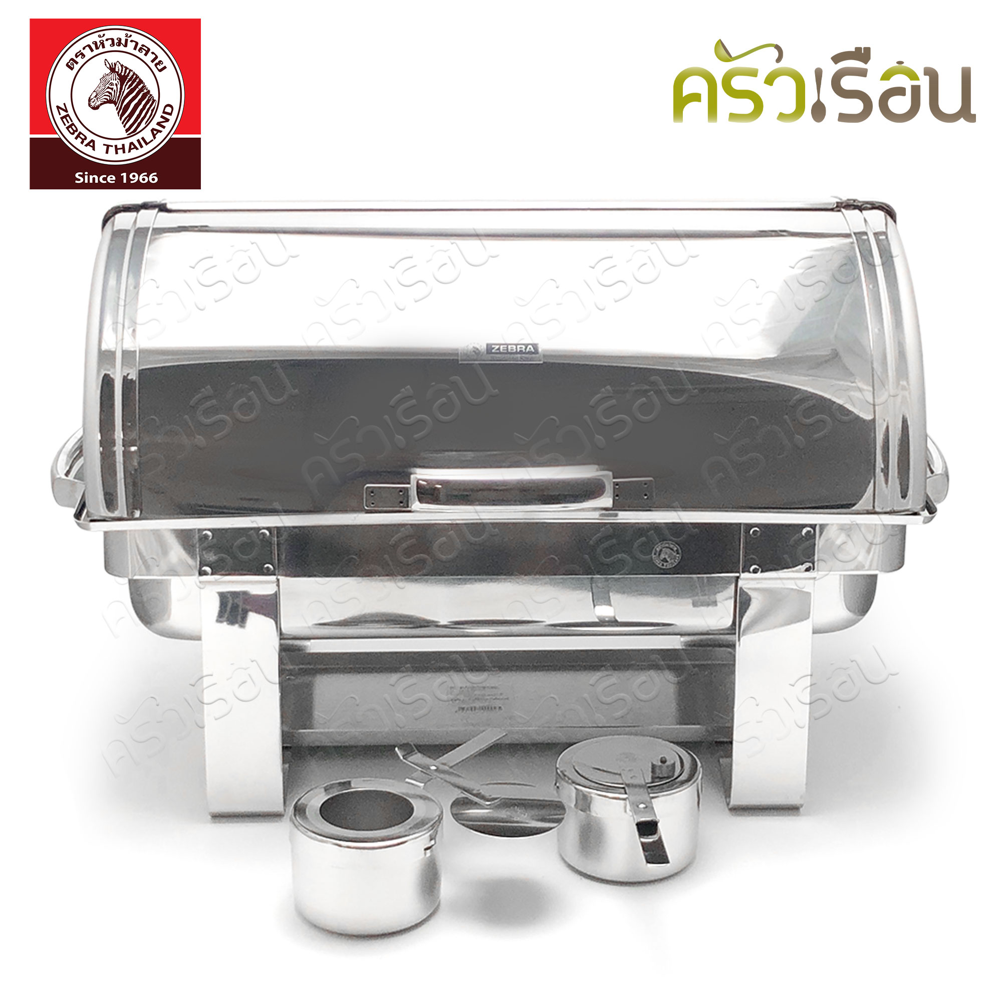 [ ตัวโชว์ ทักแชทเพื่อขอดูรูปสินค้าจริงค่ะ ] Zebra ชุดอ่างอุ่นใหญ่ 50 ซม. Extra ตราหัวม้าลาย 140002 ที่อุ่นอาหาร บุฟเฟ่ ฝาค้าง ฝาโค้ง