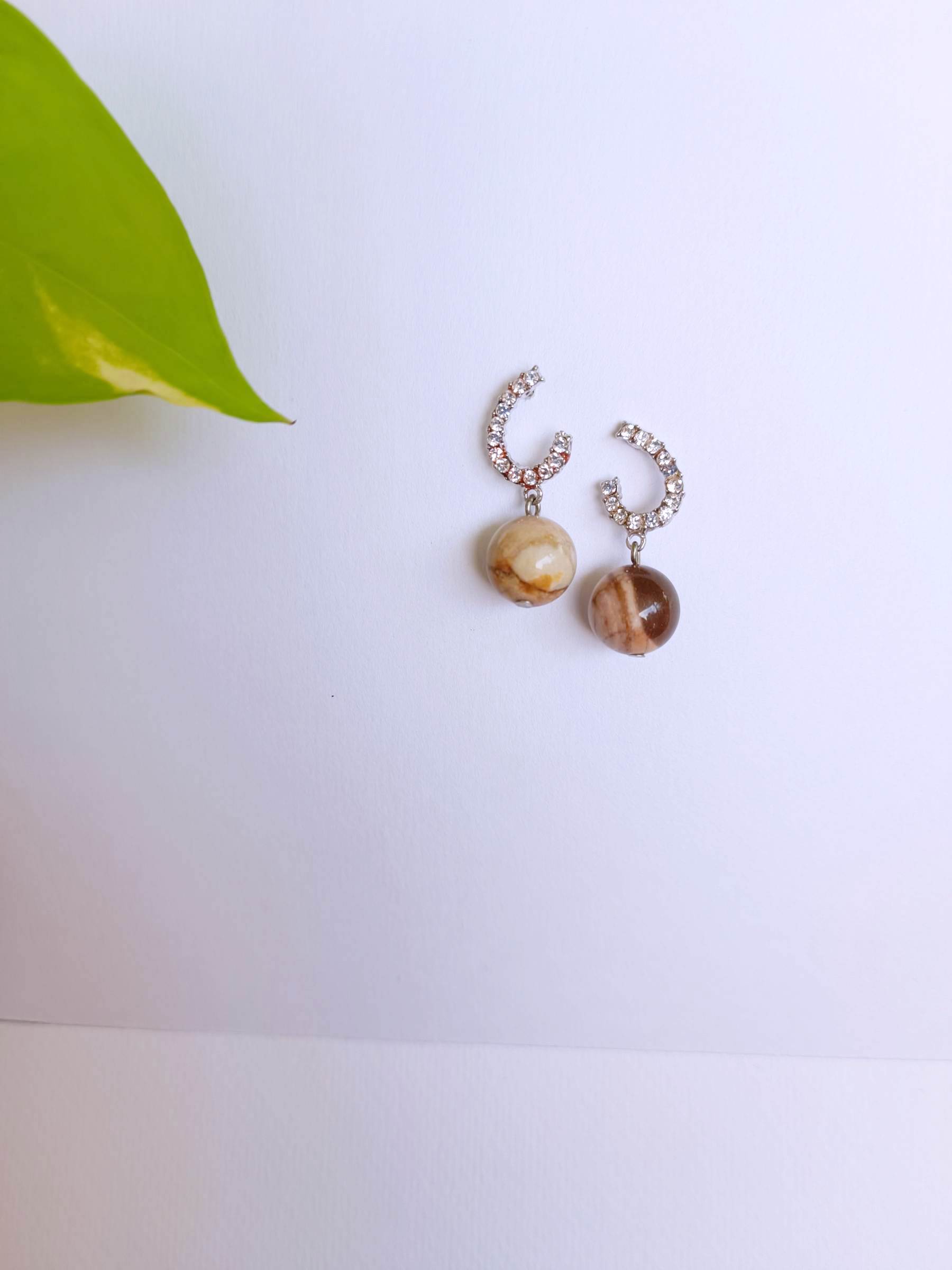 ต่างหูหินแท้ "Sparkling" Australian Zebra Jasper Earrings (เสริมความรักตัวเอง)