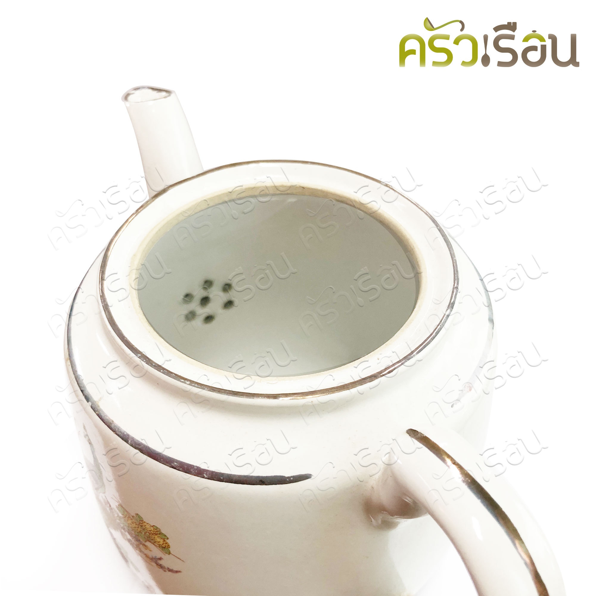 กระเบื้อง กาน้ำชา กระเบื้อง หูข้าง สีขาว คละลาย