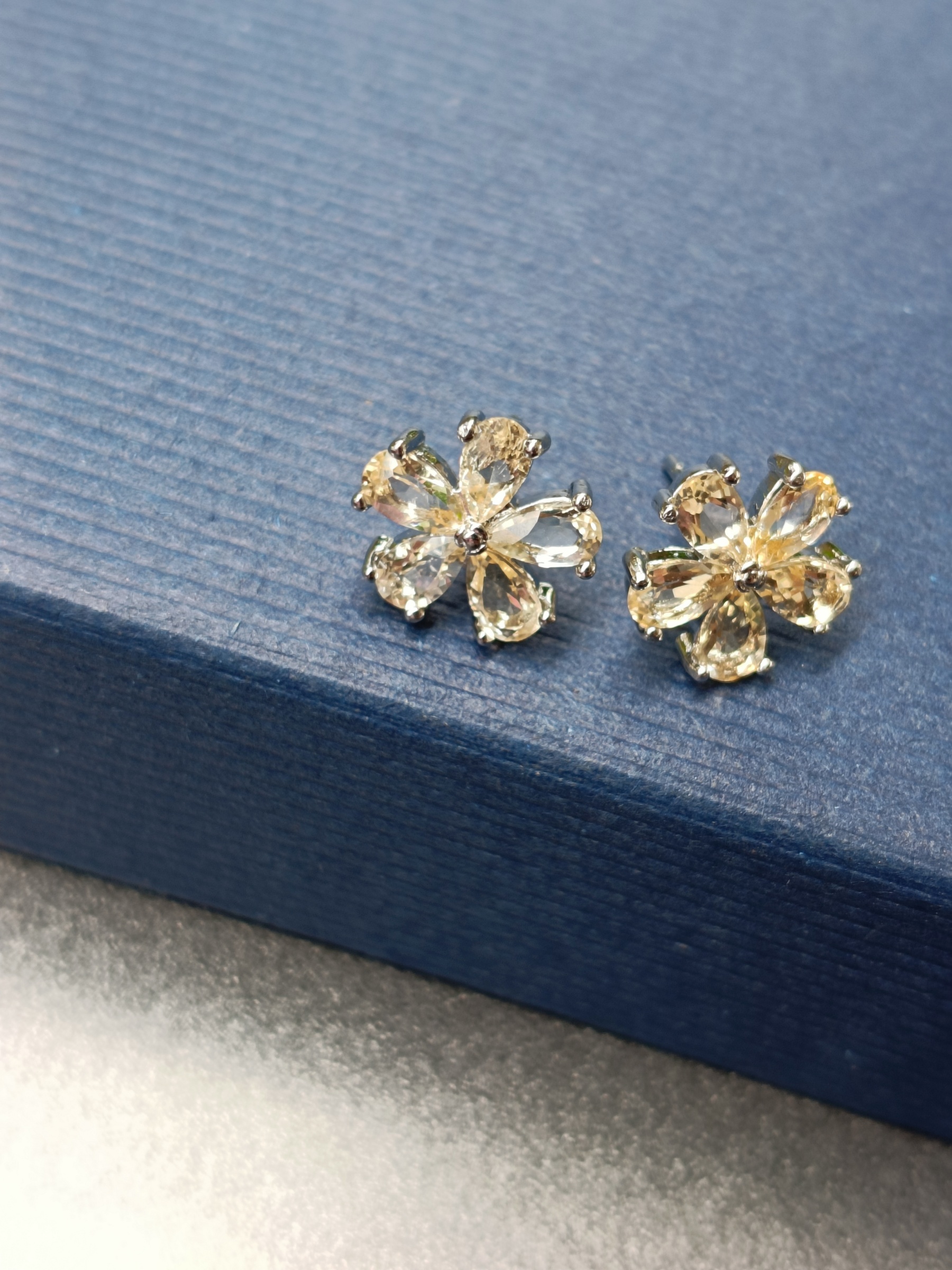 ต่างหูเงิน925 ประดับหินแท้ Citrine Earring (ดึงดูดเงิน โชคลาภ เสริมการค้า)