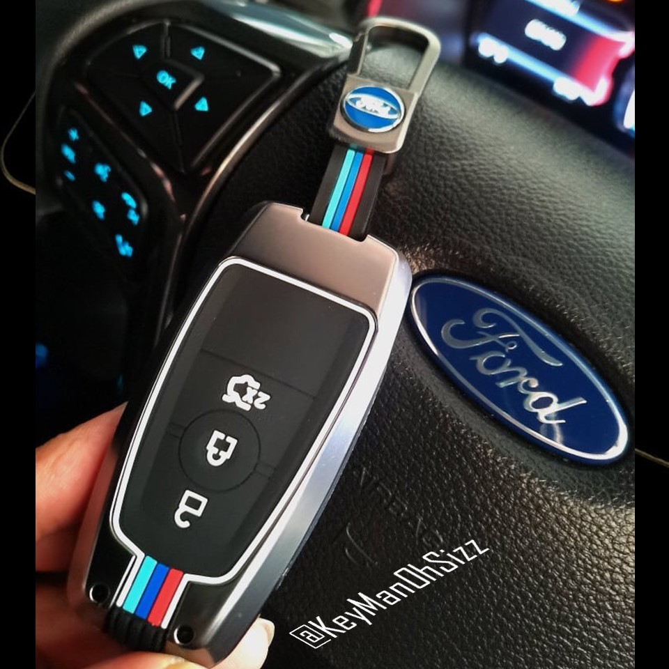 เคสโลหะรีโมทรถฟอร์ดเอเวอร์เรส Ford Everest , Ford Raptor Full Package 2022 (Alloy Up Grade Luminescence 3D Silicone Push button Guard) Ford Key Case Ford Everest, Ranger, Raptor 2018-2020 Smart Key รุ่น 3 และ 4 ปุ่ม Smart Key