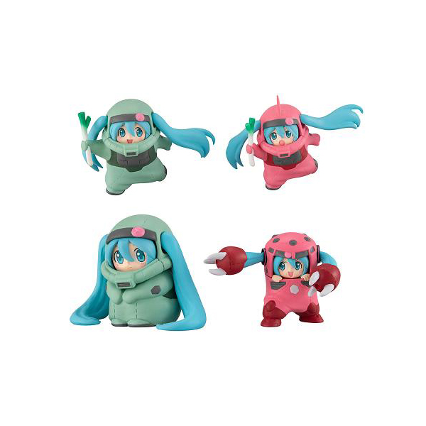 Bandai (ครบ Set 4 ลูก) Gundam × Hatsune Miku Anniversary Special Project Figure Collection 4582769847127 (Gachapon)