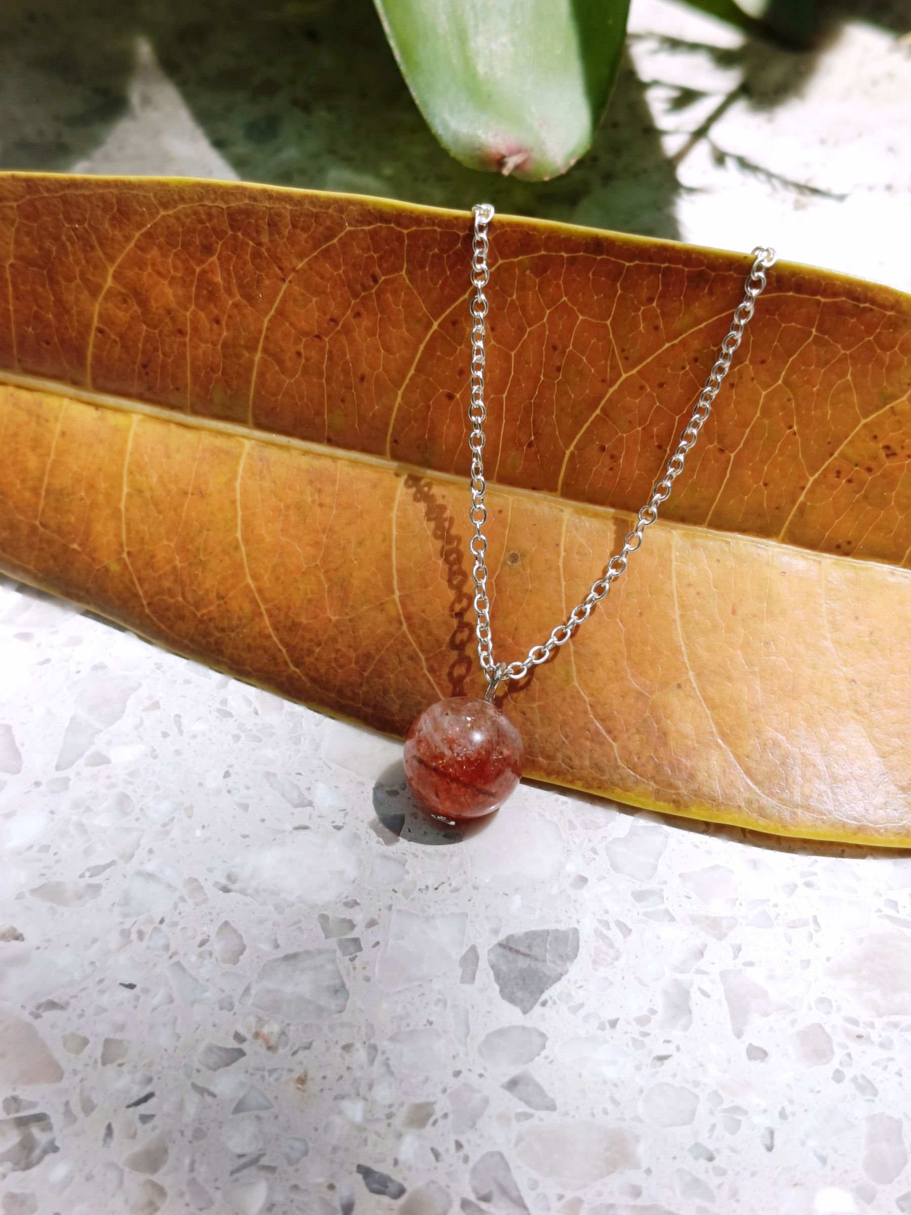 จี้หินแท้พร้อมสร้อย Brazilian Golden Sunstone Pendant Necklace (เสริมความมั่นใจ ปลุกไฟความเป็นผู้นำ)