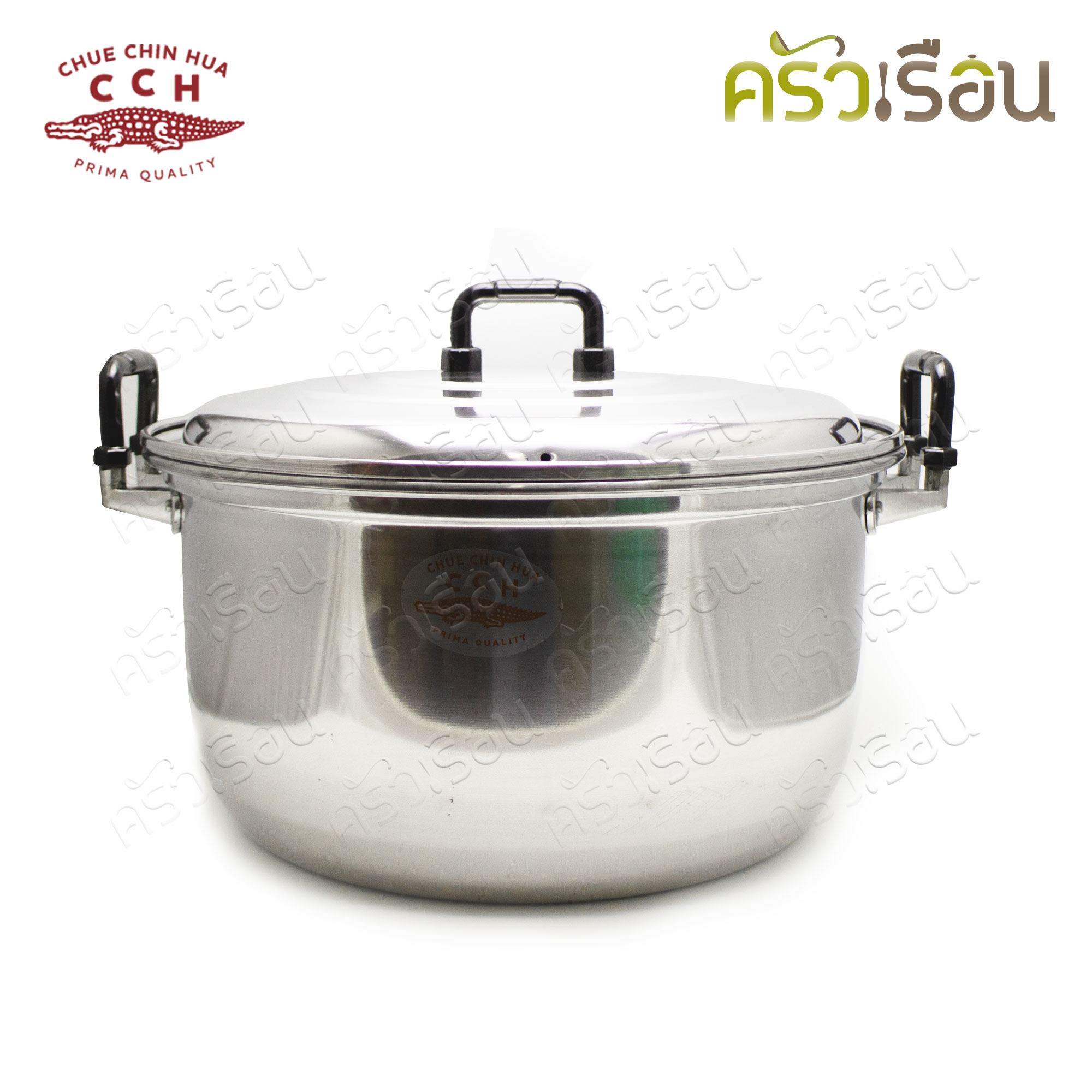 จระเข้ หม้อสองหู D หูใหญ่ หนา 38 ซม. ความจุ 25 ลิตร หม้อต้ม หม้อวัด