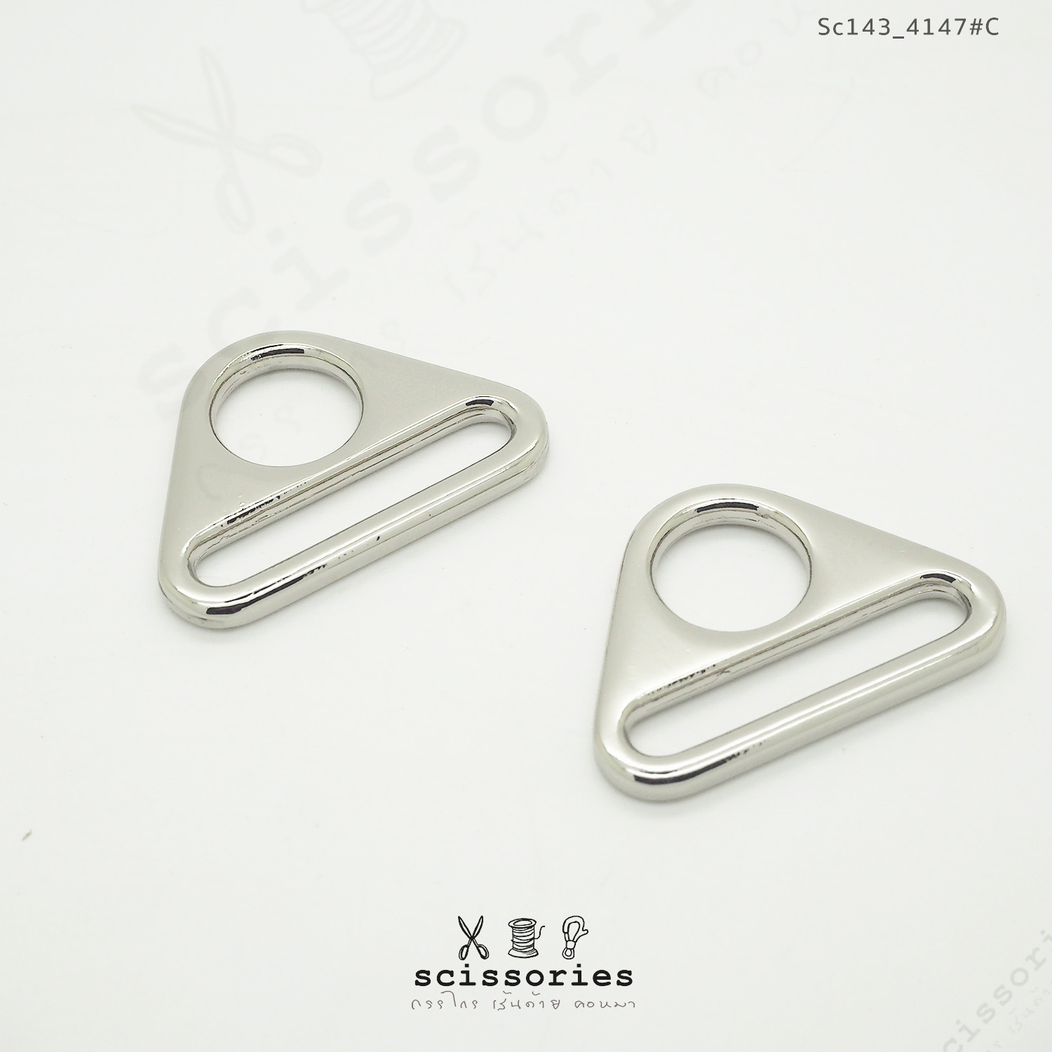 สามเหลี่ยม 1.2" สีเงิน/2ตัว