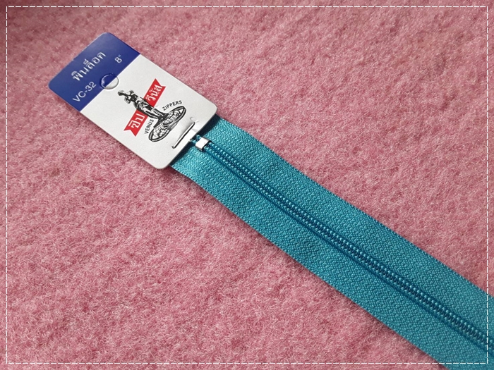 ซิปธรรมดา 8 นิ้ว สีฟ้าน้ำทะเล