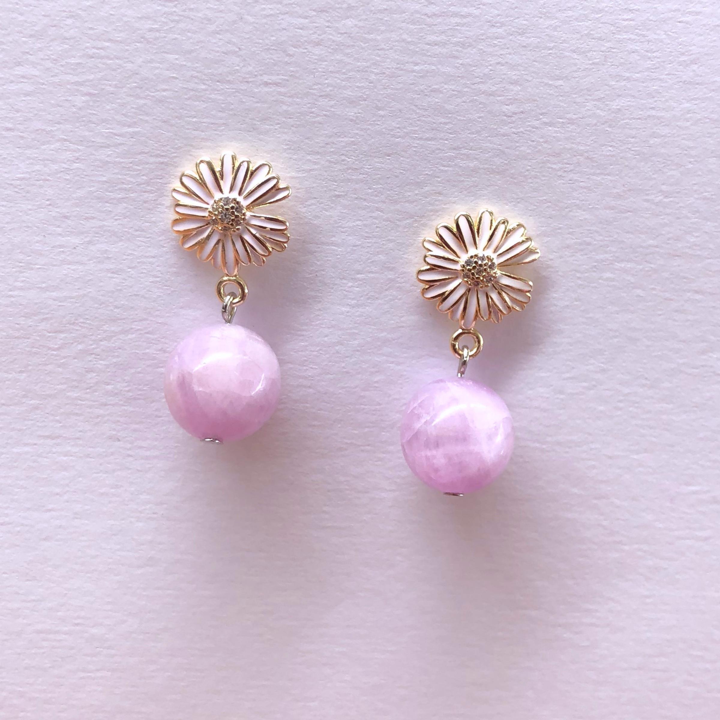 ต่างหูหินแท้ "14K" Kunzite Earrings (Love and Relationship)