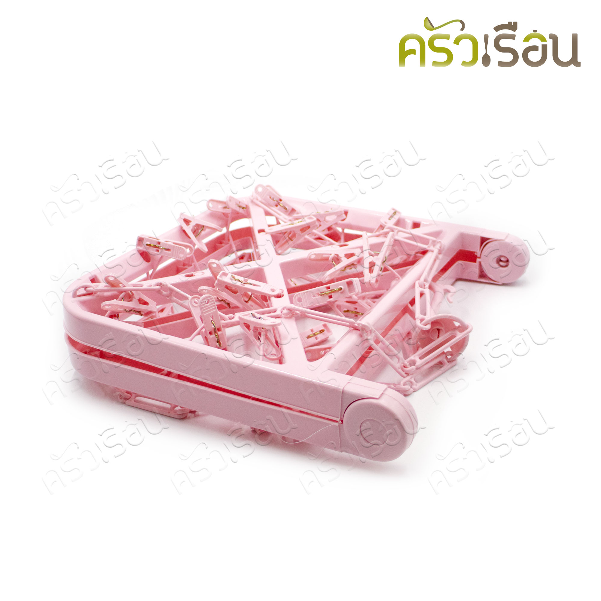 [ สินค้าสต็อก คละสี ] ห่วงตากผ้า พลาสติก เหลี่ยมใหญ่ แแบพับได้ #219 กิ๊บ 32 ตัว 62.5x 34 ซม.