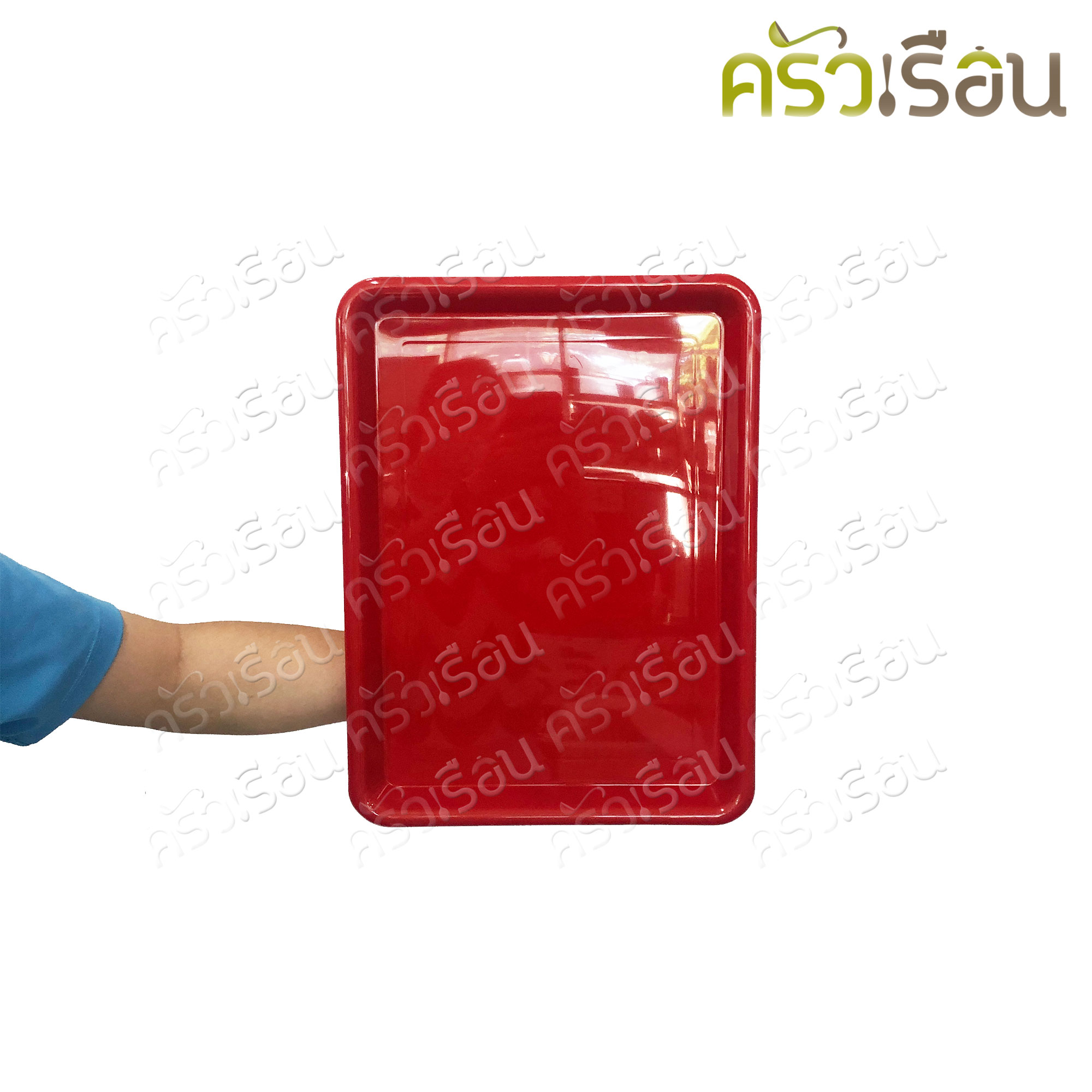 Nam Ngai Hong ถาดเหลี่ยม พลาาสติก ไม่พิมพ์ลาย แดง ใหญ่ 31 x 41 x 3 ซม. 440 ตรากระเช้า