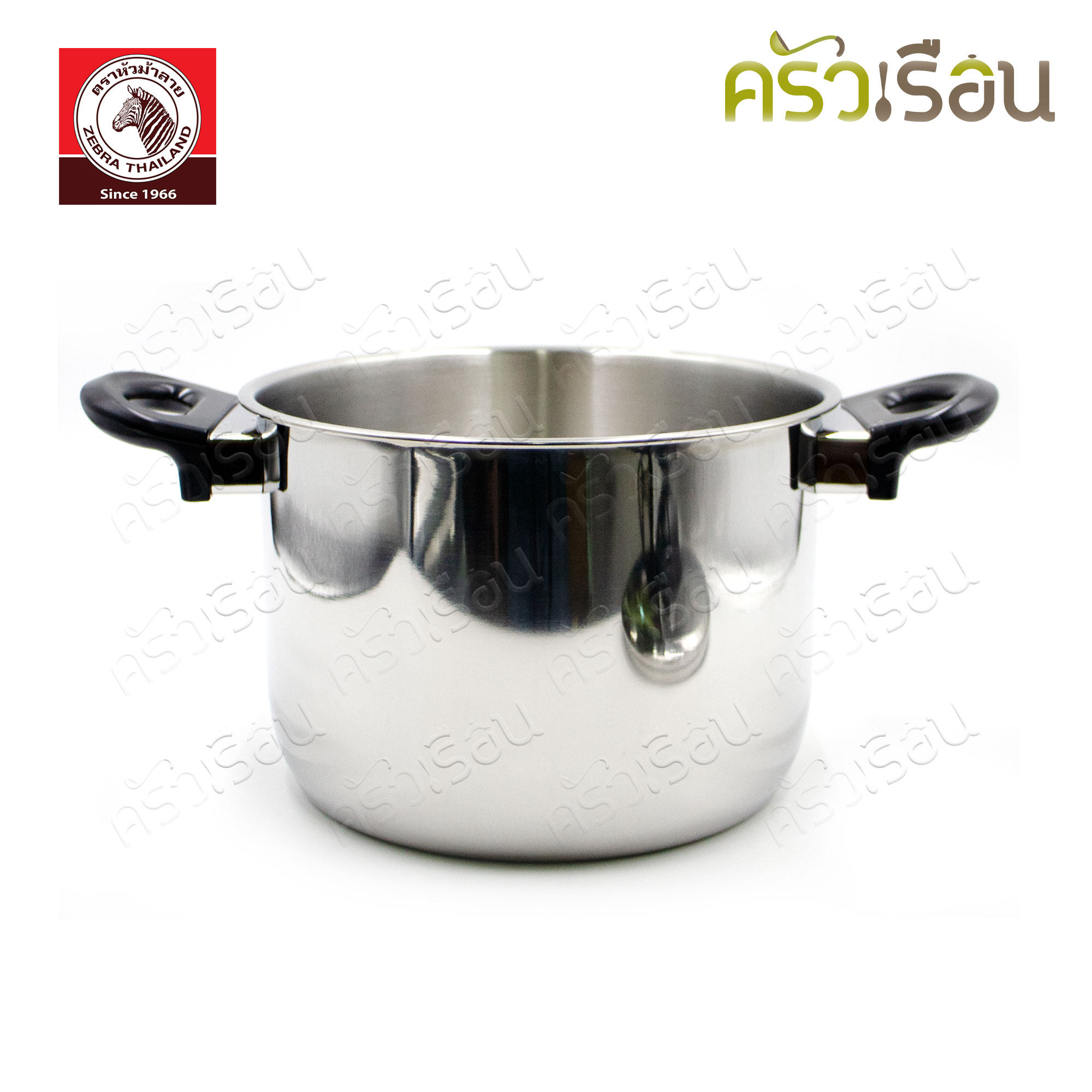 Zebra หม้อหุงต้ม 22 ซม. ทรงสูง แถมชั้นนึ่ง ตราหัวม้าลาย 163715 หม้อทรงสูง หม้อทรงลึก หม้อนึ่ง ซึ้ง เล็ก