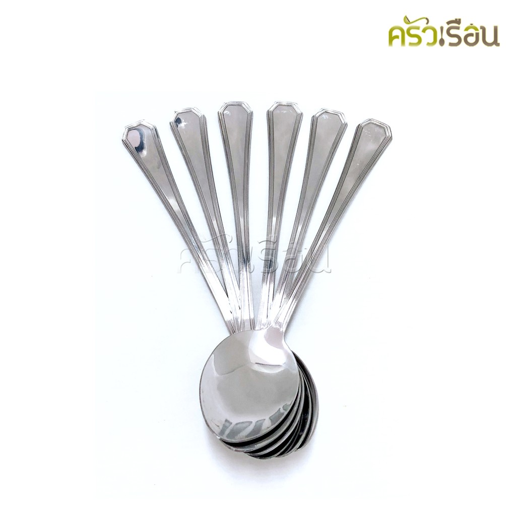 Double Apples [ 6 คู่ ] ช้อน+ส้อม สเตนเลส ลายเพชร 19 ซม. อย่างหนา 2.0 มม. ช้อนส้อม ช้อนยาว ช้อนข้าว ช้อนสเตนเลส ช้อนกับส้อม ช้อนหนา