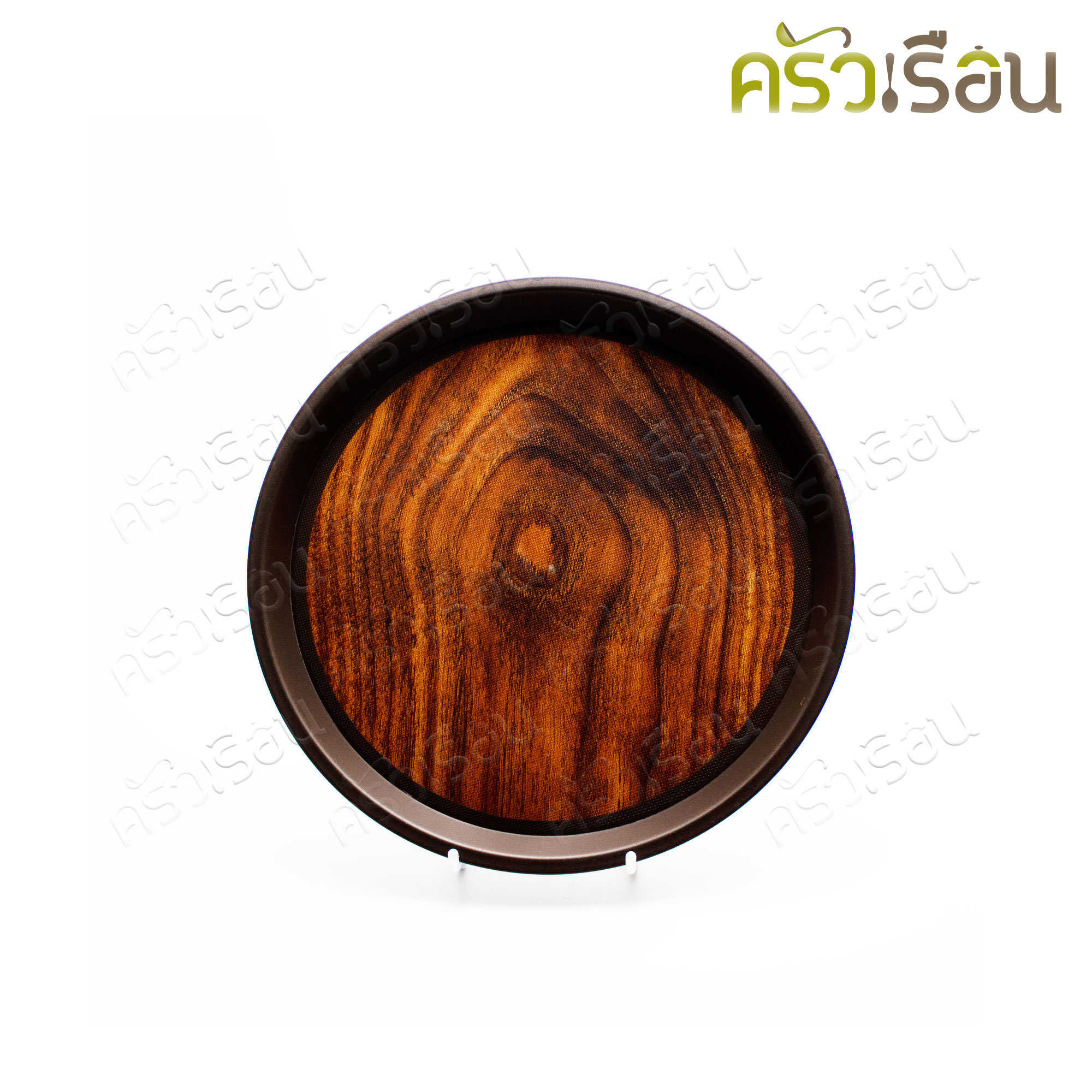 US ถาดกันลื่น พลาสติก ลายไม้ ทรงกลม 12 นิ้ว WRT-1200 ถาดเสิร์ฟ ถาดกลม