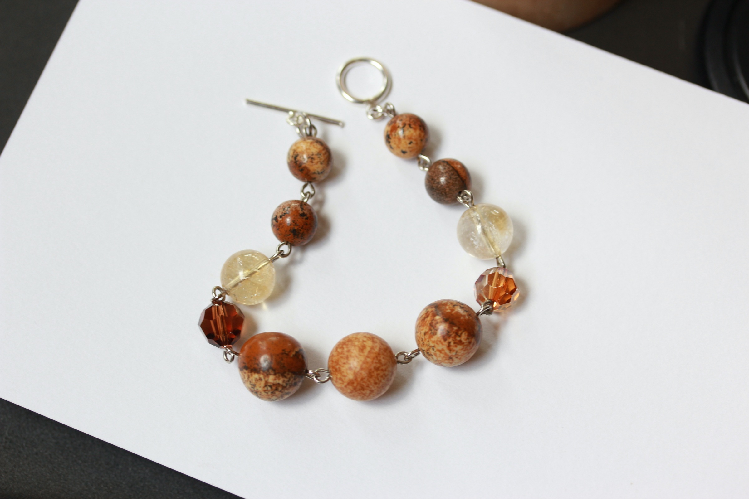 สร้อยข้อมือหินแท้ "Connected" Picture Jasper + Citrine Bracelet (เพิ่มความมั่นใจในตัวเอง & ดึงดูดเงิน)