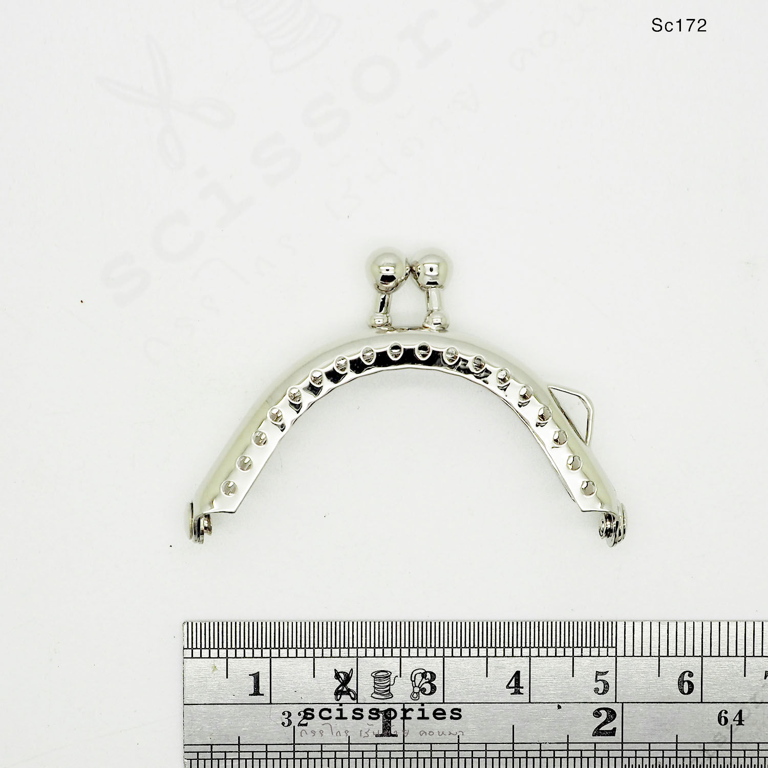 ปากกระเป๋าปิ๊กแป็ก 5 cm มีหูข้าง สีเงิน Silver จำนวน 1 ตัว