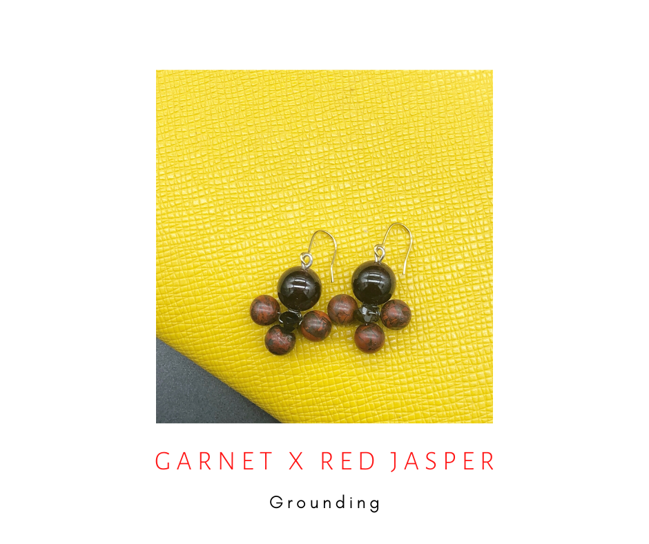 ต่างหูหินแท้โกเมน Garnet + Red Jasper Earring (Passion Love Booster)