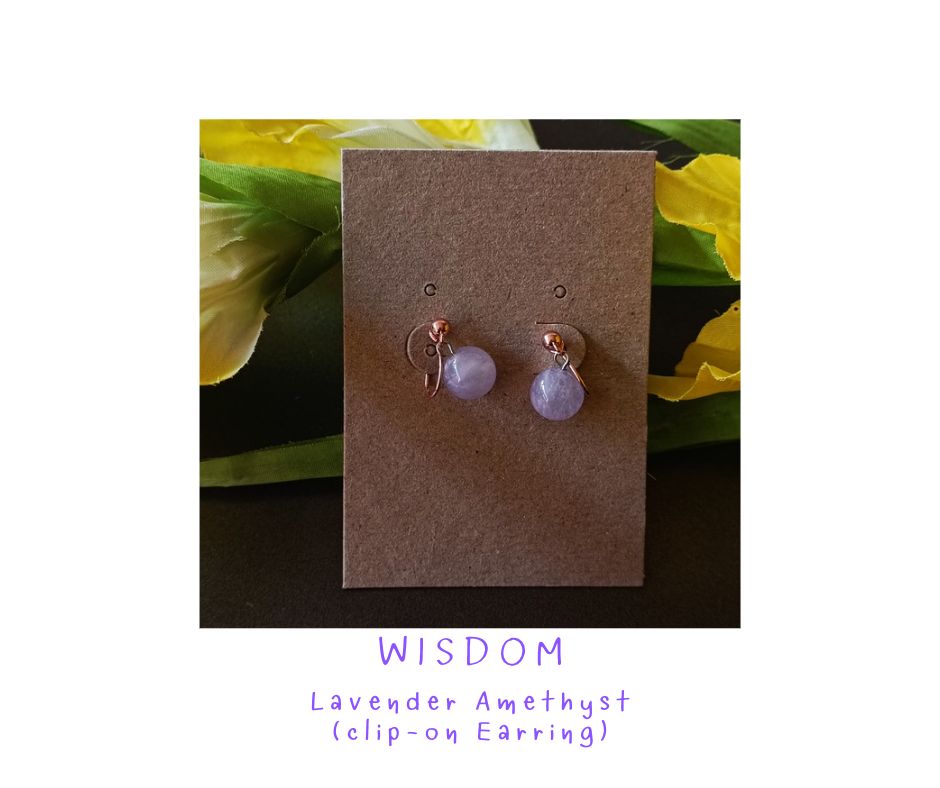 ต่างหูหนีบ (สำหรับคนไม่เจาะหู) ประดับหินแท้ Lavender Amethyst Clip Earring (ฟอกพลังงานลบ )