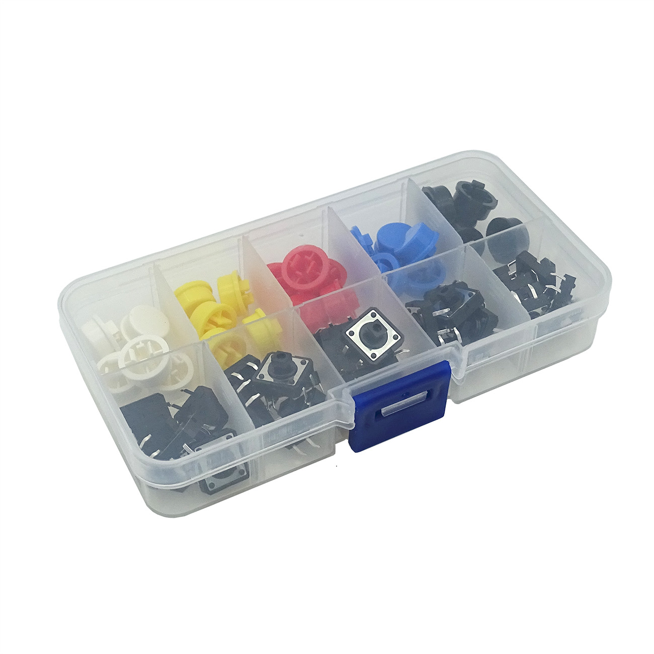 EYEWINK 25PCS Tactile Push Button Switch Momentary 12*12*7.3MM Micro switch button + 25PCS Tact Cap(5 colors) for Arduino