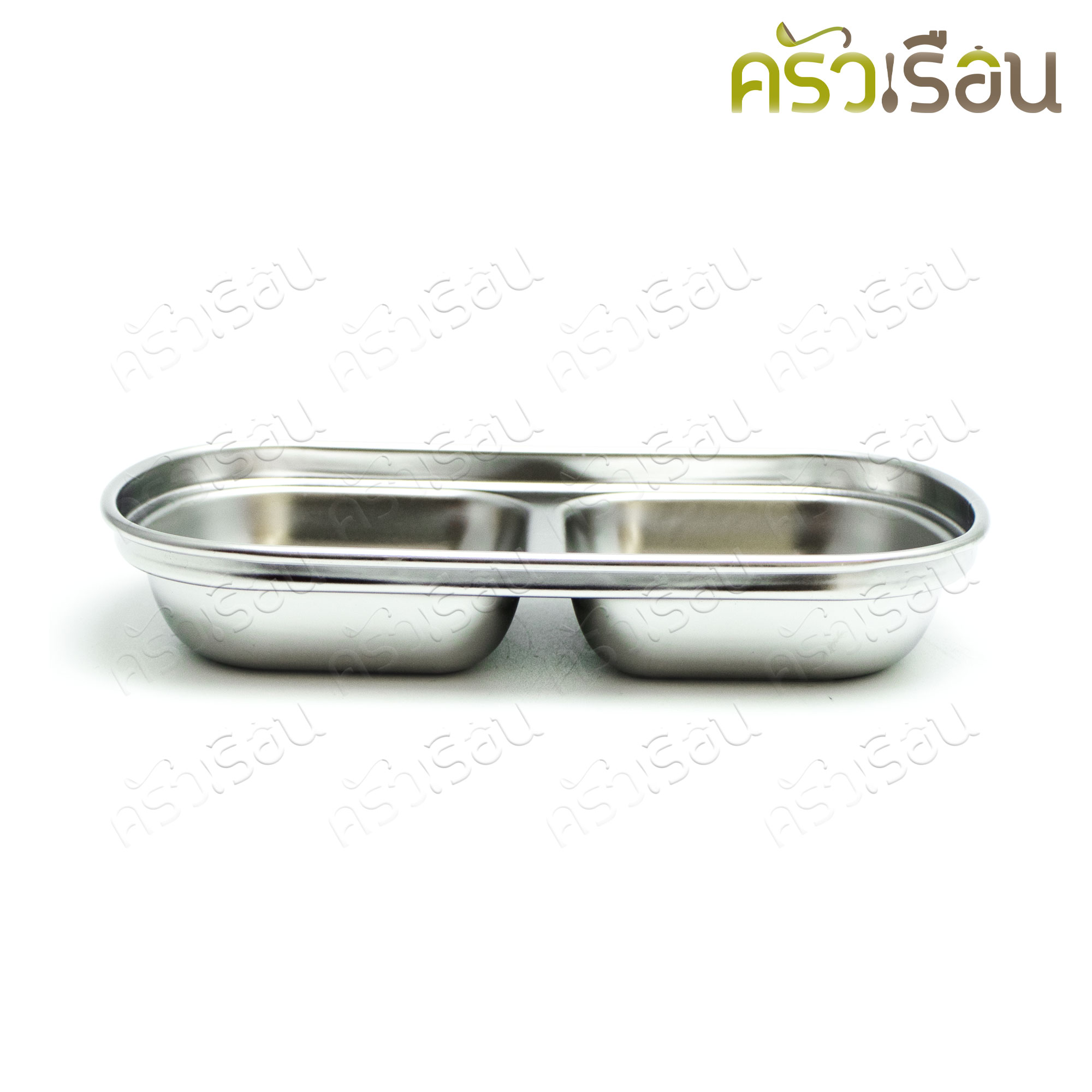 US ถ้วยน้ำจิ้ม 2 ช่อง สเตนเลส 8.5 x 15.3 x 2.5 ซม. LM-232 ถ้วยซอส ถ้วยน้ำจิ้มเกาหลี
