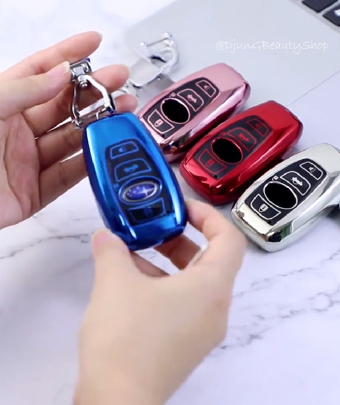 กรอบเคสกุญแจรีโมทรถยนต์สมาร์ทคีย์ Subaru Premium Grade แบบใหม่ 2020 (New VIP Key Shell, TPU Key Cover with Colorful PC Push button Guard) Subaru forester XV Smart Key
