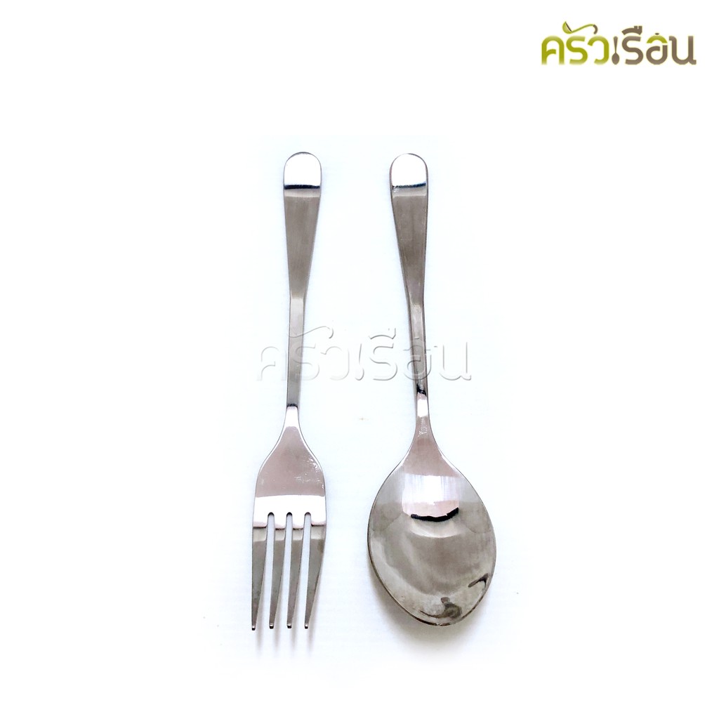 Double Apples [ แพ็ค 6 คู่ ลายลีลาวดี ] ช้อนส้อม สเตนเลส อย่างหนา 2.0 มม. ขนาด 19 ซม. ช้อนยาว ส้อมยาว ช้อนข้าว