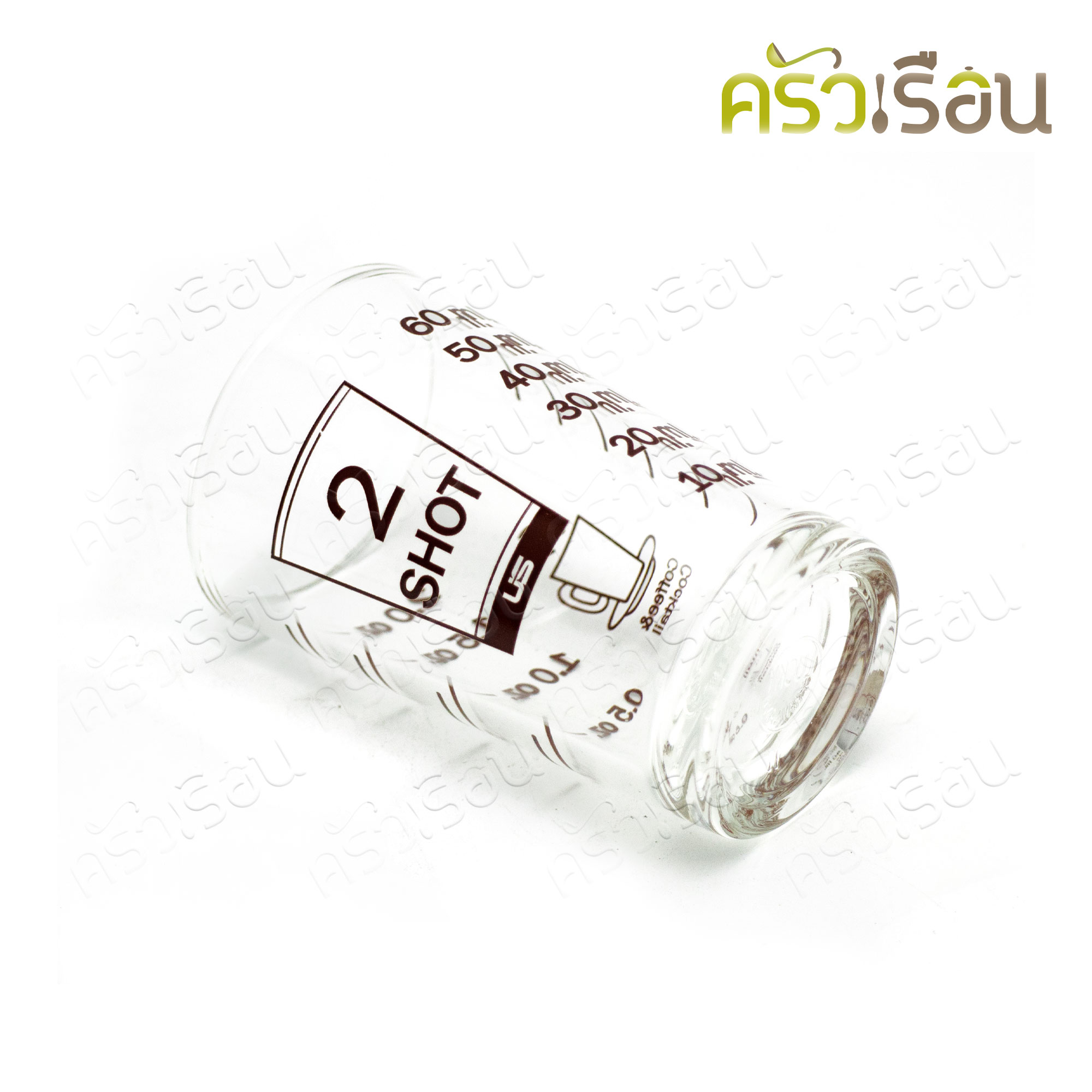 [ ยกโหล 2 shot ] US แก้วตวง มีสเกล สีน้ำตาลเข้ม [ ยกโหล = 12 ใบ ] Two Shot แก้วชอต 2 shot / 60 ml. TD 5 x H 7.7 cm.