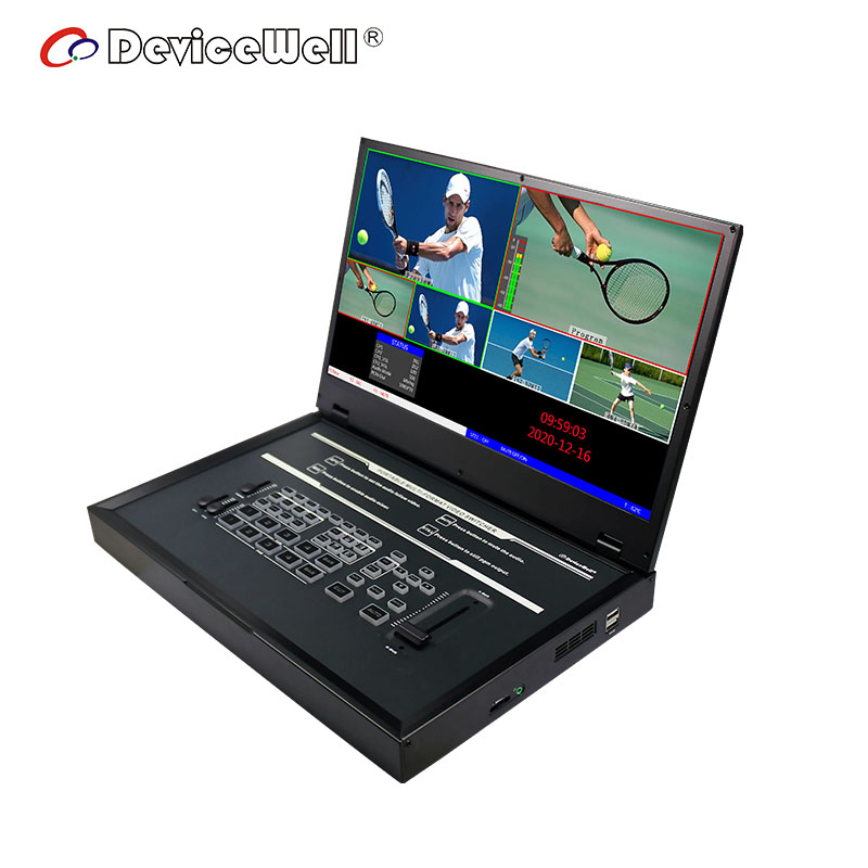 DeviceWell HDS9135: เครื่องสลับสัญญาณวิดีโอ 5 ช่อง พร้อมจอภาพในตัว 15.6 นิ้ว, T-Bar, Audio Faders และฟังก์ชันครบครันสำหรับการผลิต Live สด