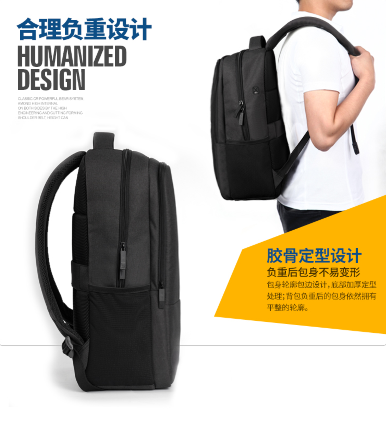 AspenSport Backpack Laptop กระเป๋าสะพายหลัง กระเป๋าโน๊ตบุ๊ค 14-16 นิ้ว กระเป๋าเดินทาง รุ่น AS-B96 ขนาด สีดำ