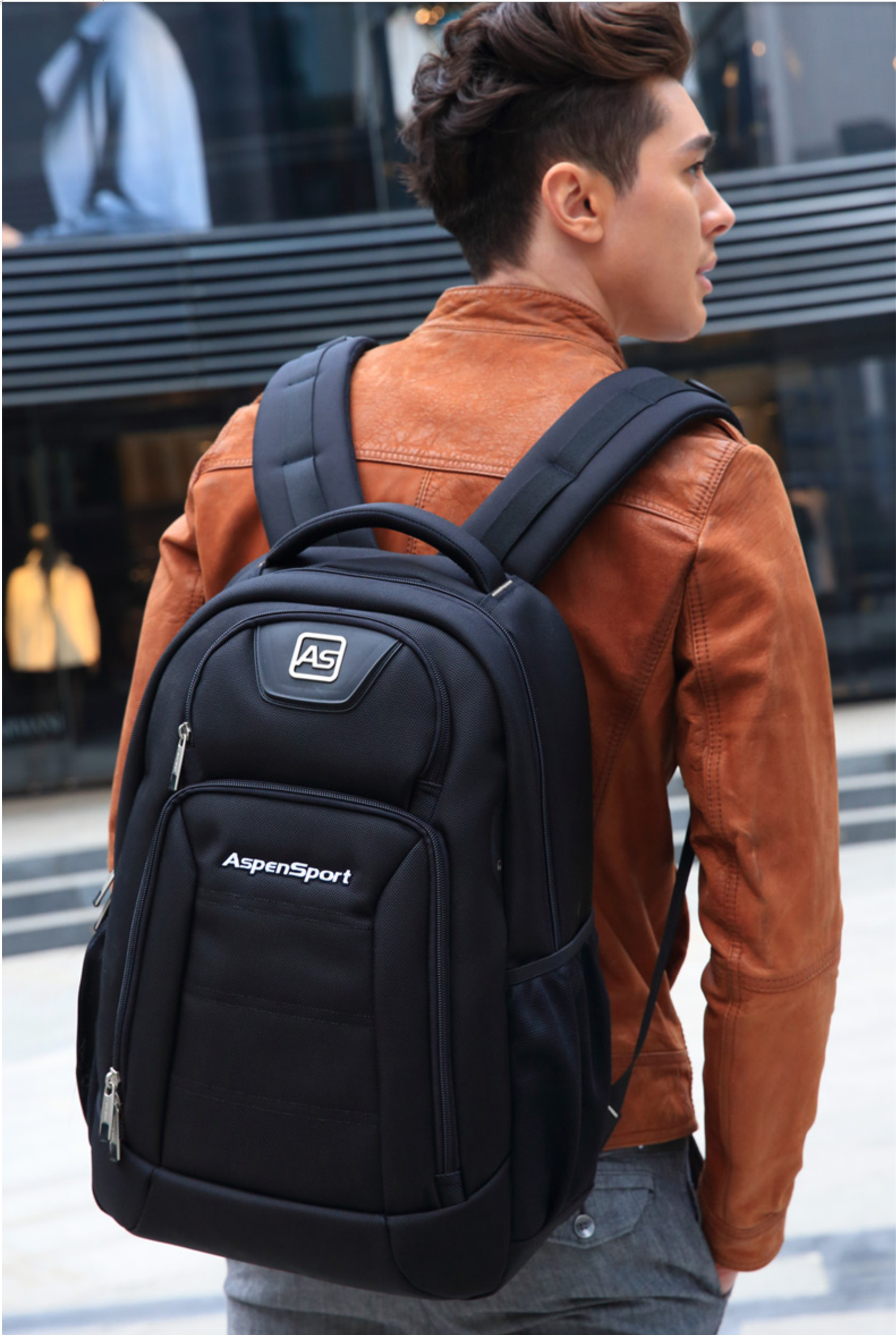 Aspensport กระเป๋าเป้ สะพายหลัง ชาย หญิง Laptop 15-16 นิ้ว รุ่น AS-B22 สีเทา แดง