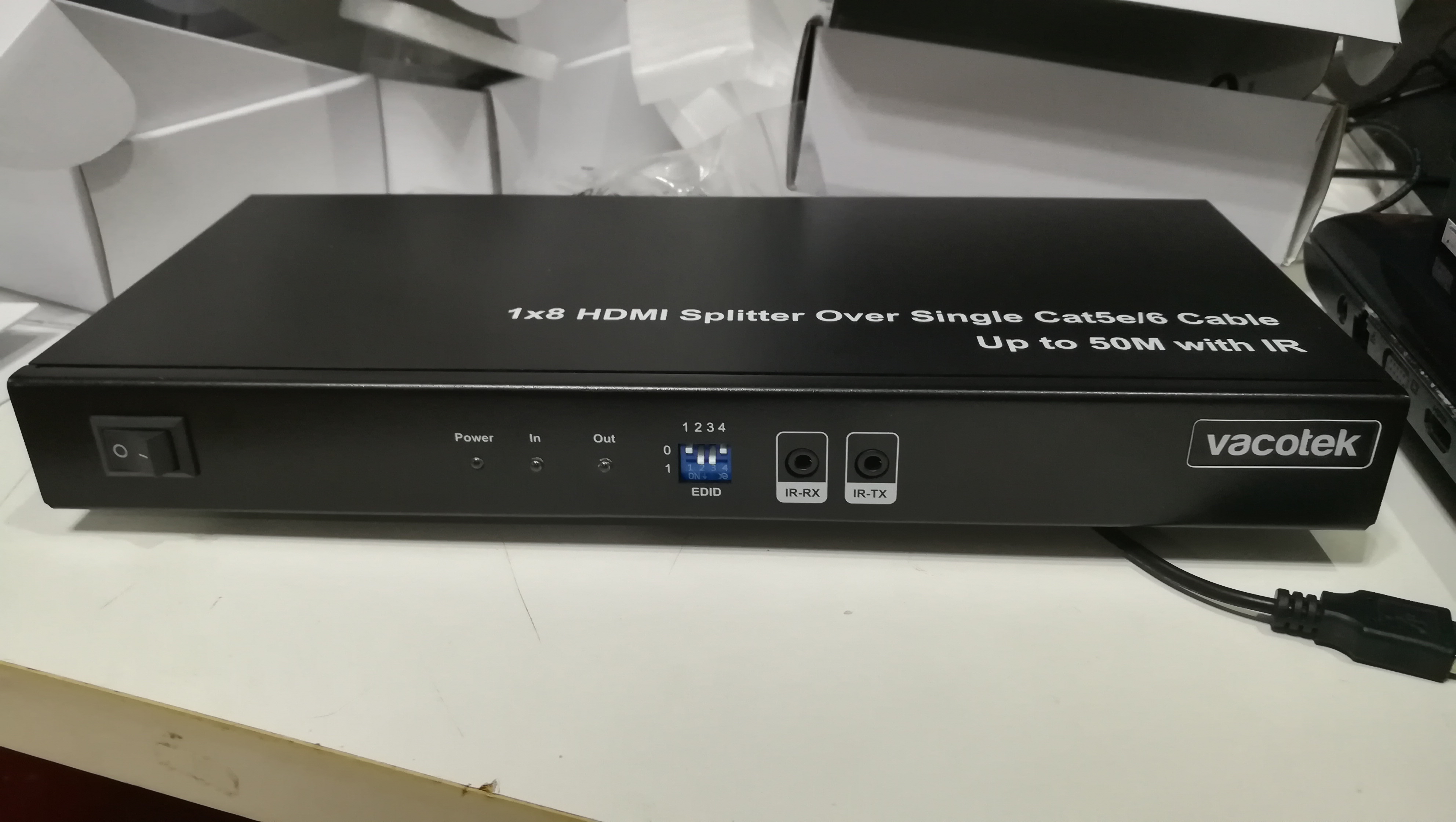 VACOTEK F-SPH108 1×8 HDMI Splitter Over Single Cat6 Up to 50M with IR